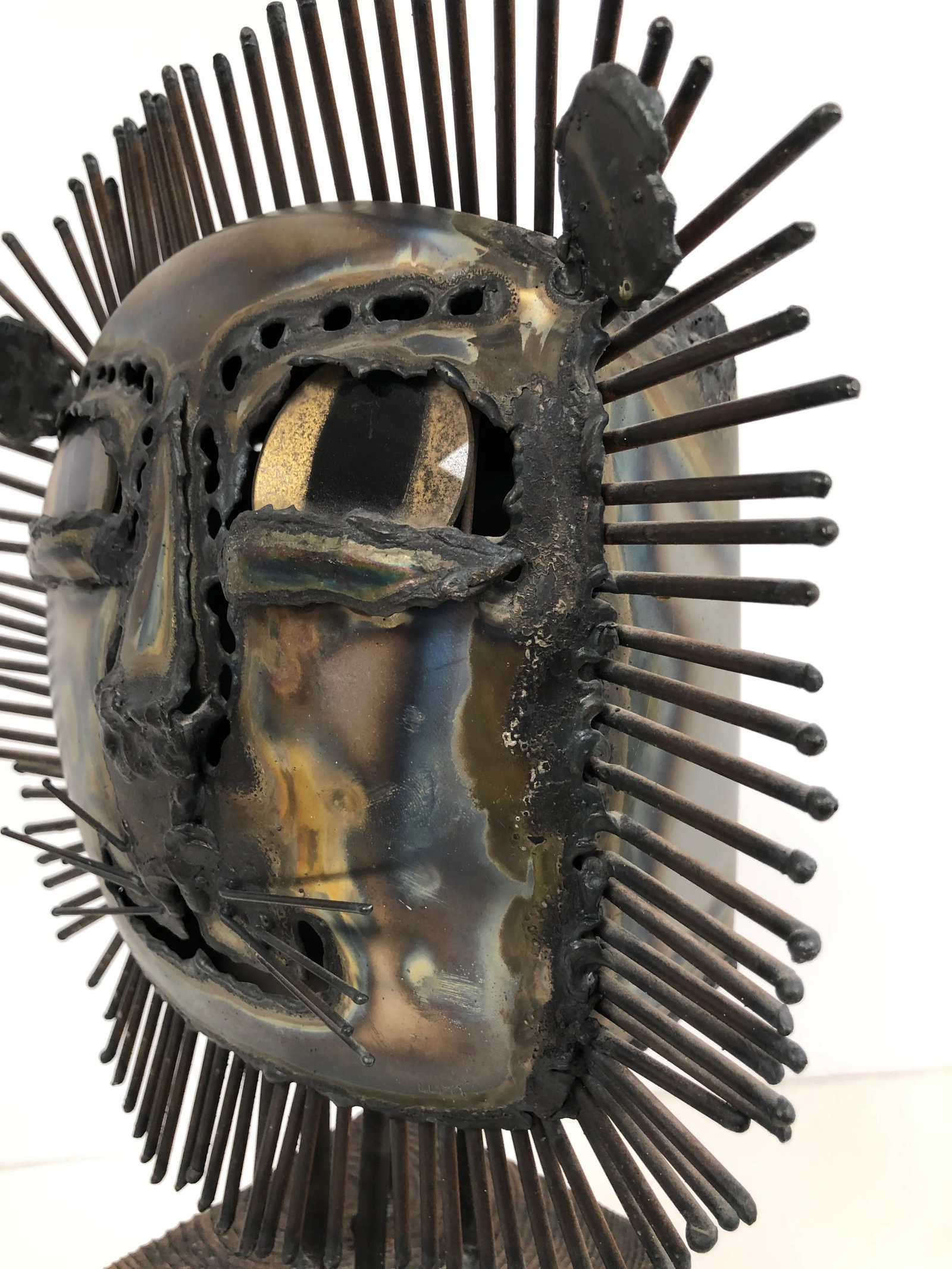 Brutalist Metal Lion Sculpture With Glass Eyes - 7