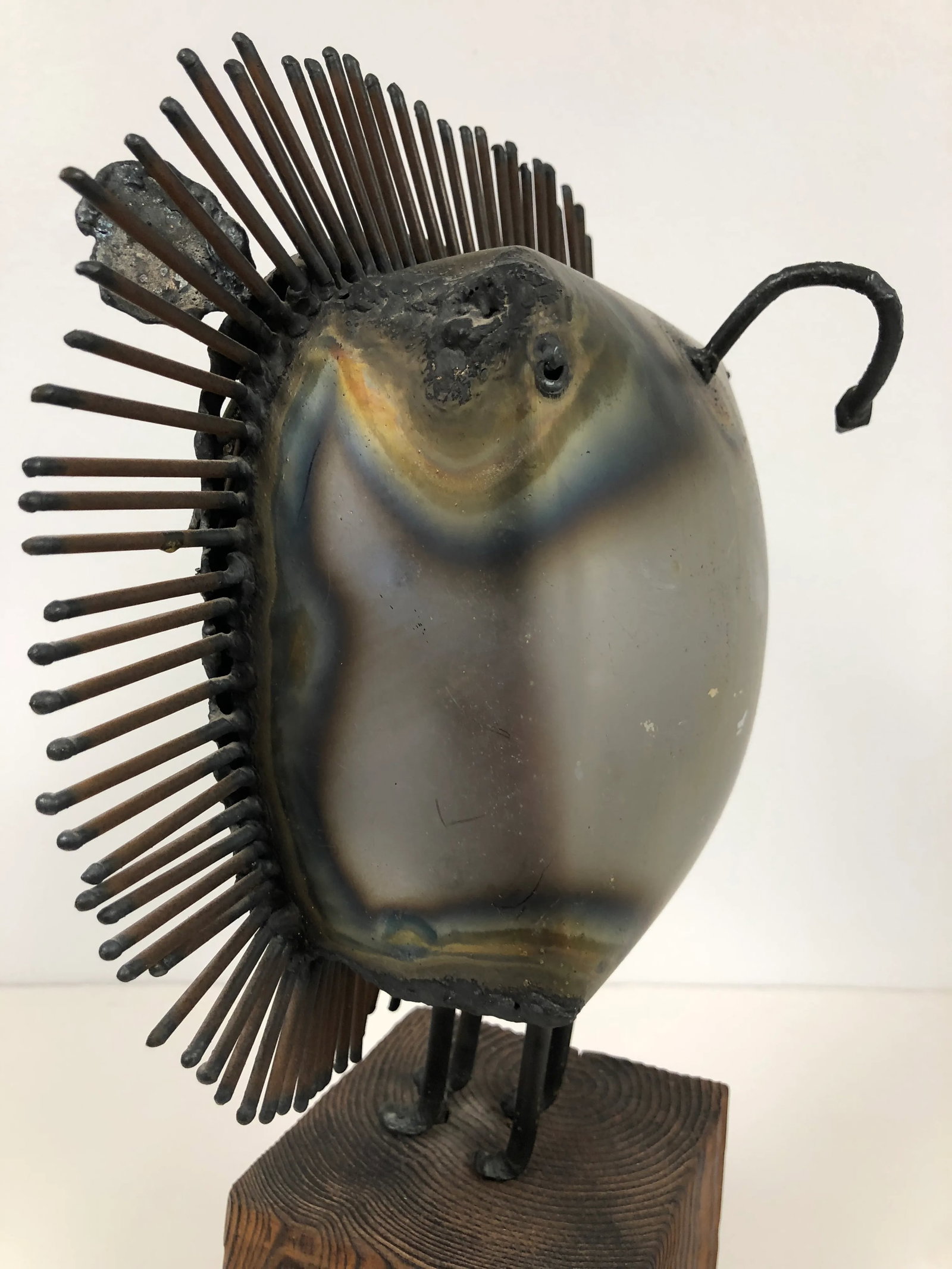 Brutalist Metal Lion Sculpture With Glass Eyes - 9