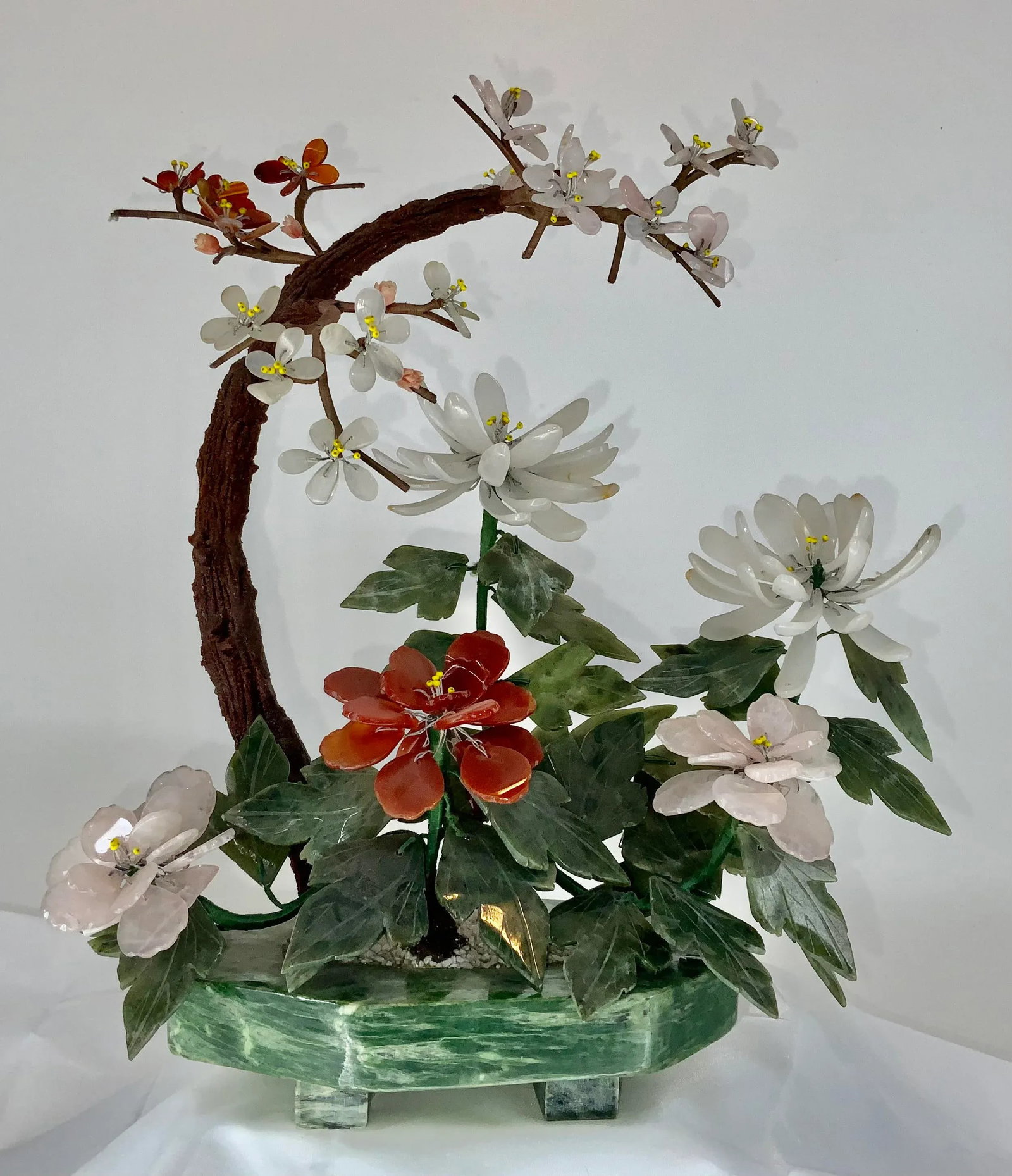 Vintage Chinese Hardstone Jade Tree - 2