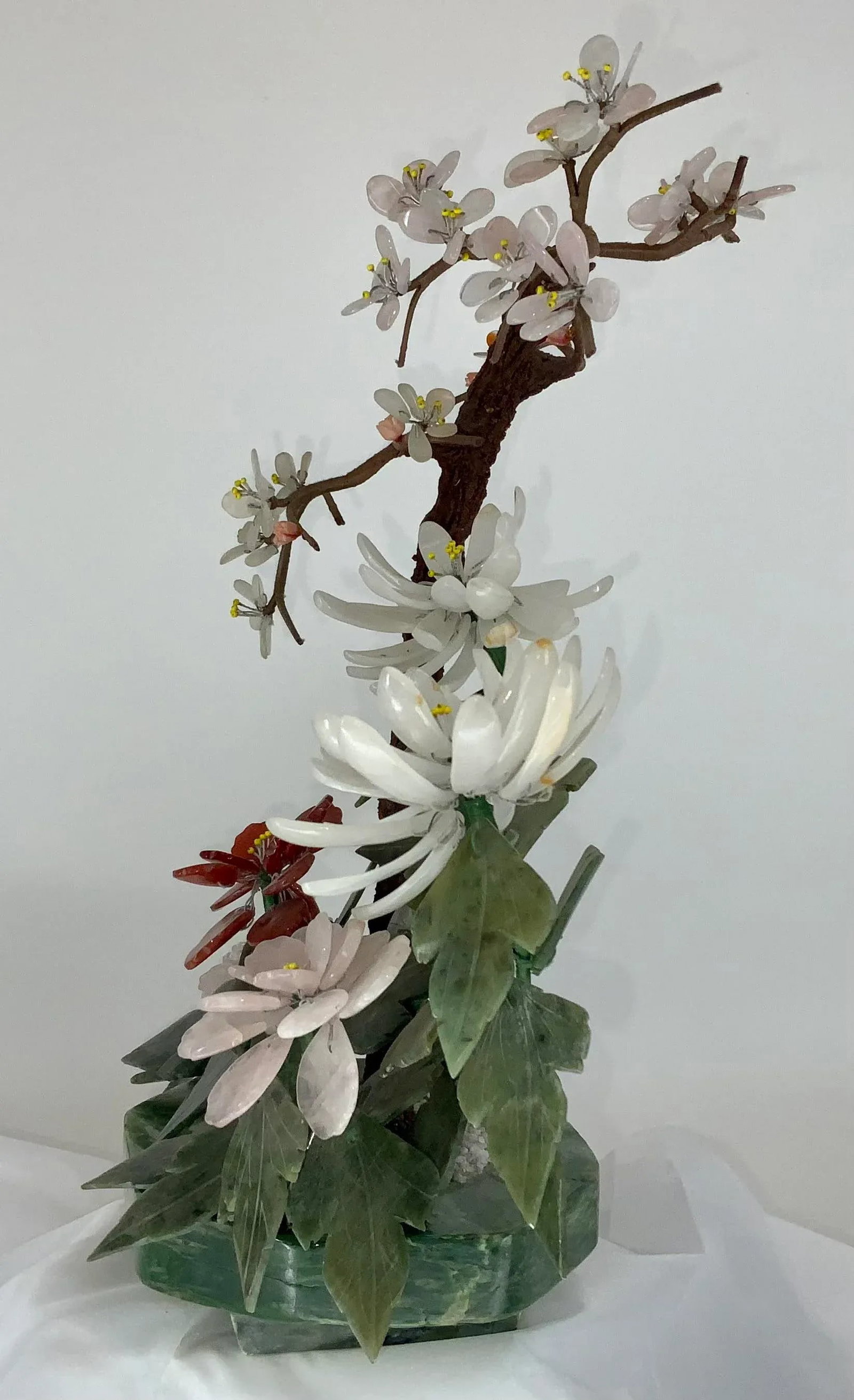 Vintage Chinese Hardstone Jade Tree - 3