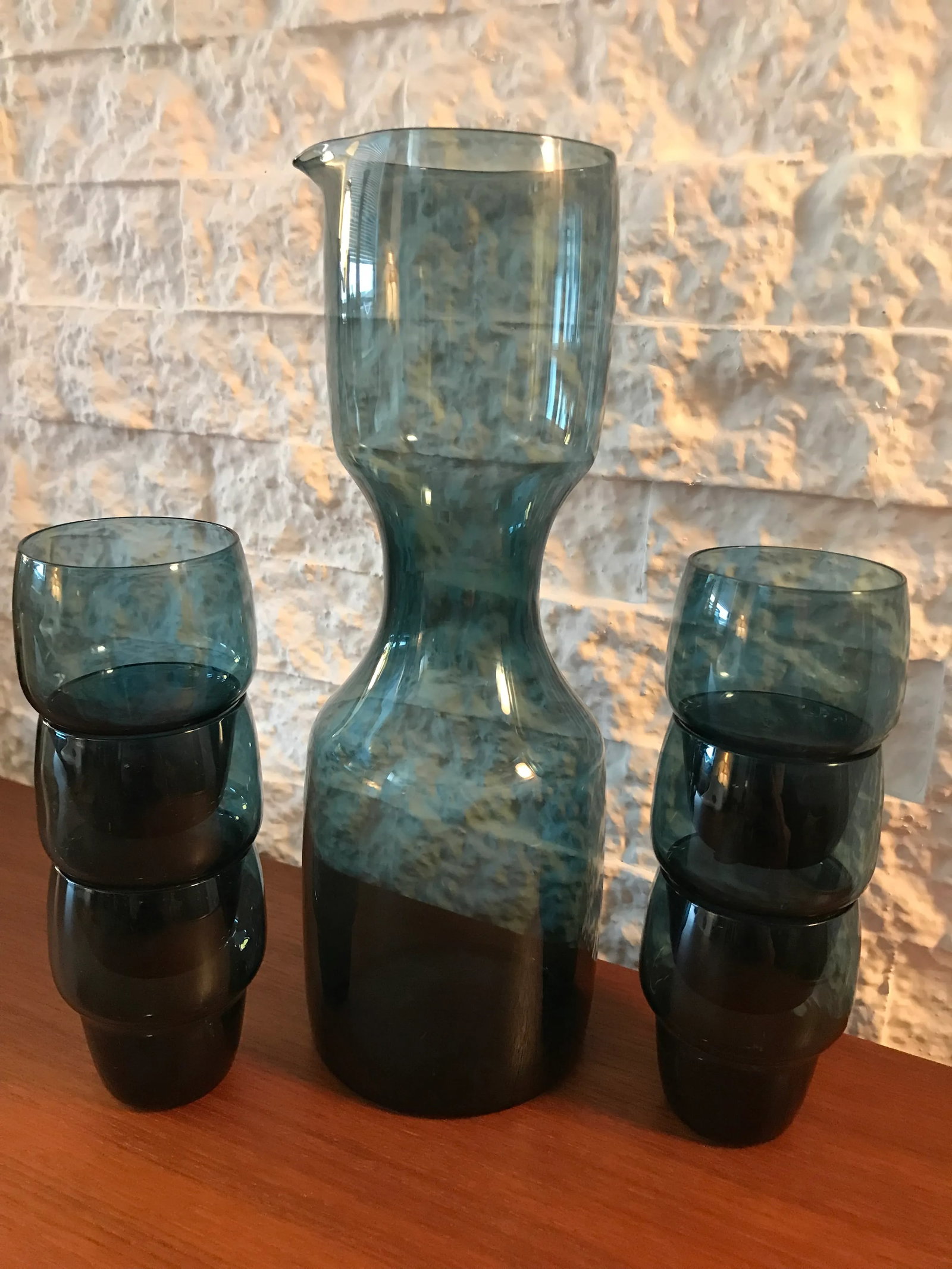 1950s Kjell Blomberg Gullaskruf Art Glass Decanter & Beaker Glasses Set- 7 Pieces - 6