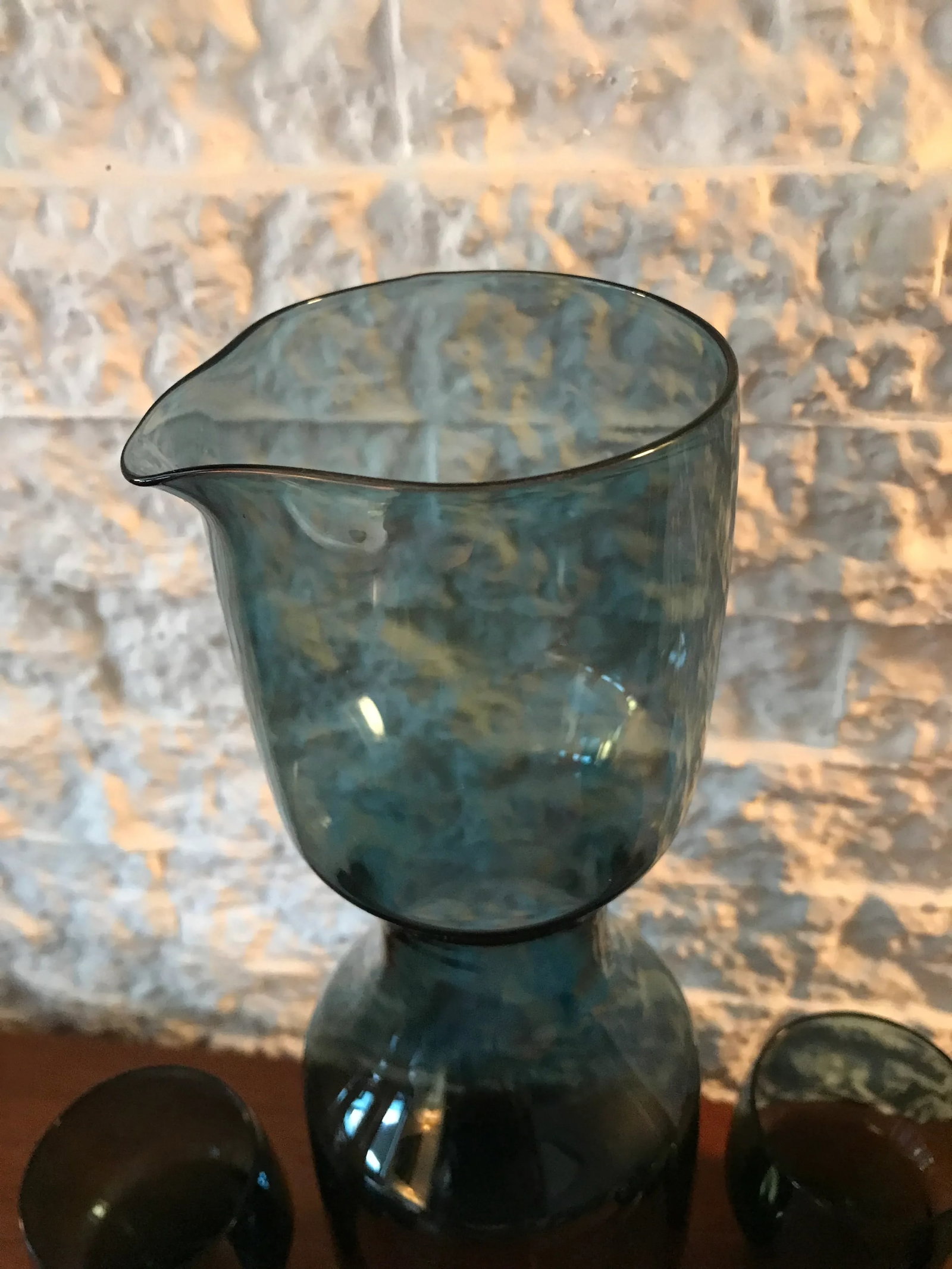 1950s Kjell Blomberg Gullaskruf Art Glass Decanter & Beaker Glasses Set- 7 Pieces - 7