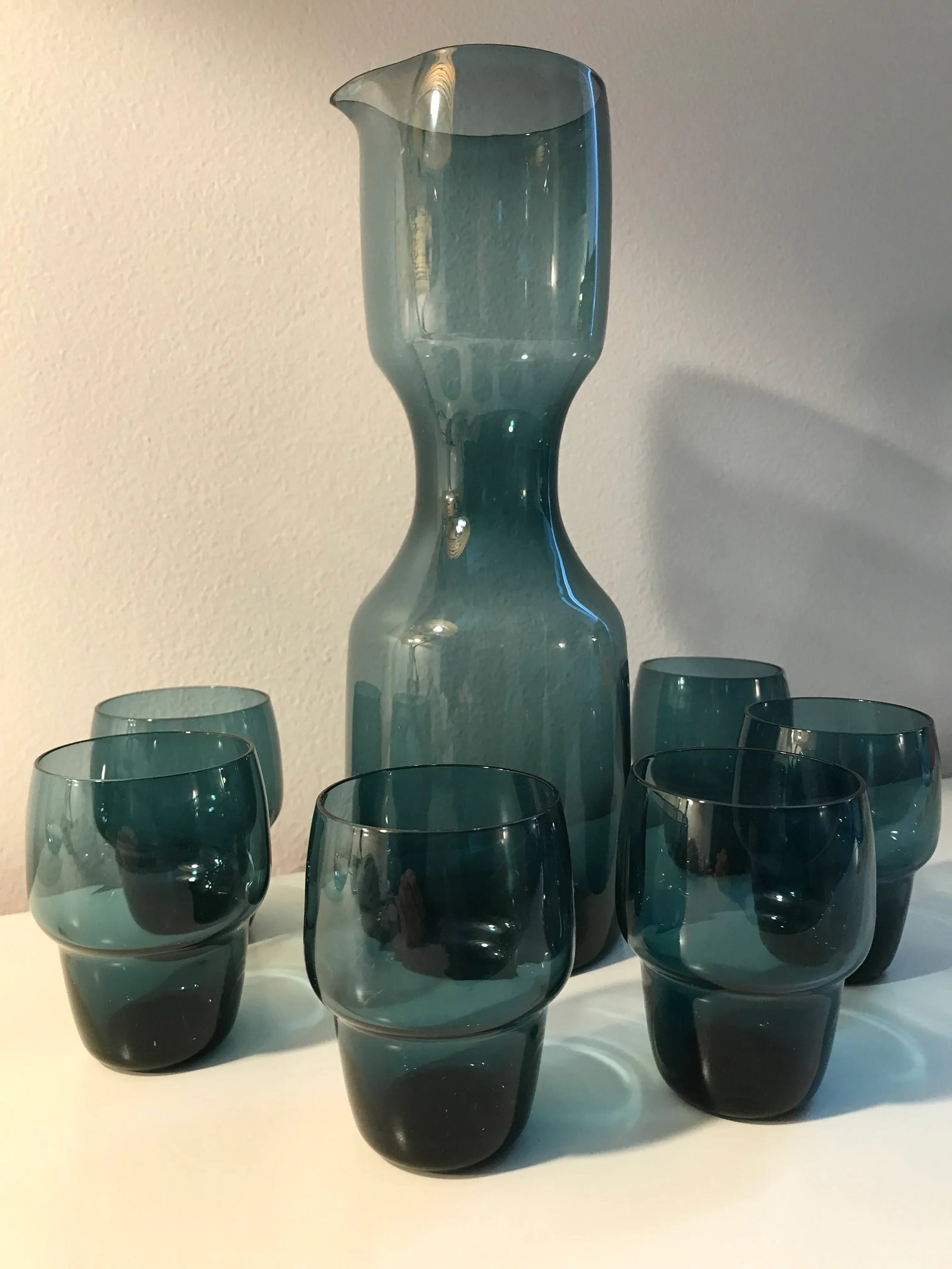 1950s Kjell Blomberg Gullaskruf Art Glass Decanter & Beaker Glasses Set- 7 Pieces - 9