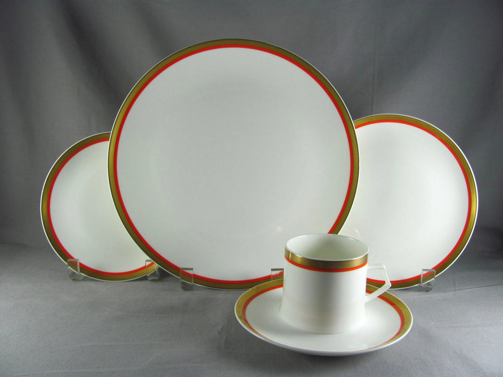 1970s Mikasa Cabernet Orange Gold Bone China Service for 4 Dinnerware - 20 Piece Set - 12
