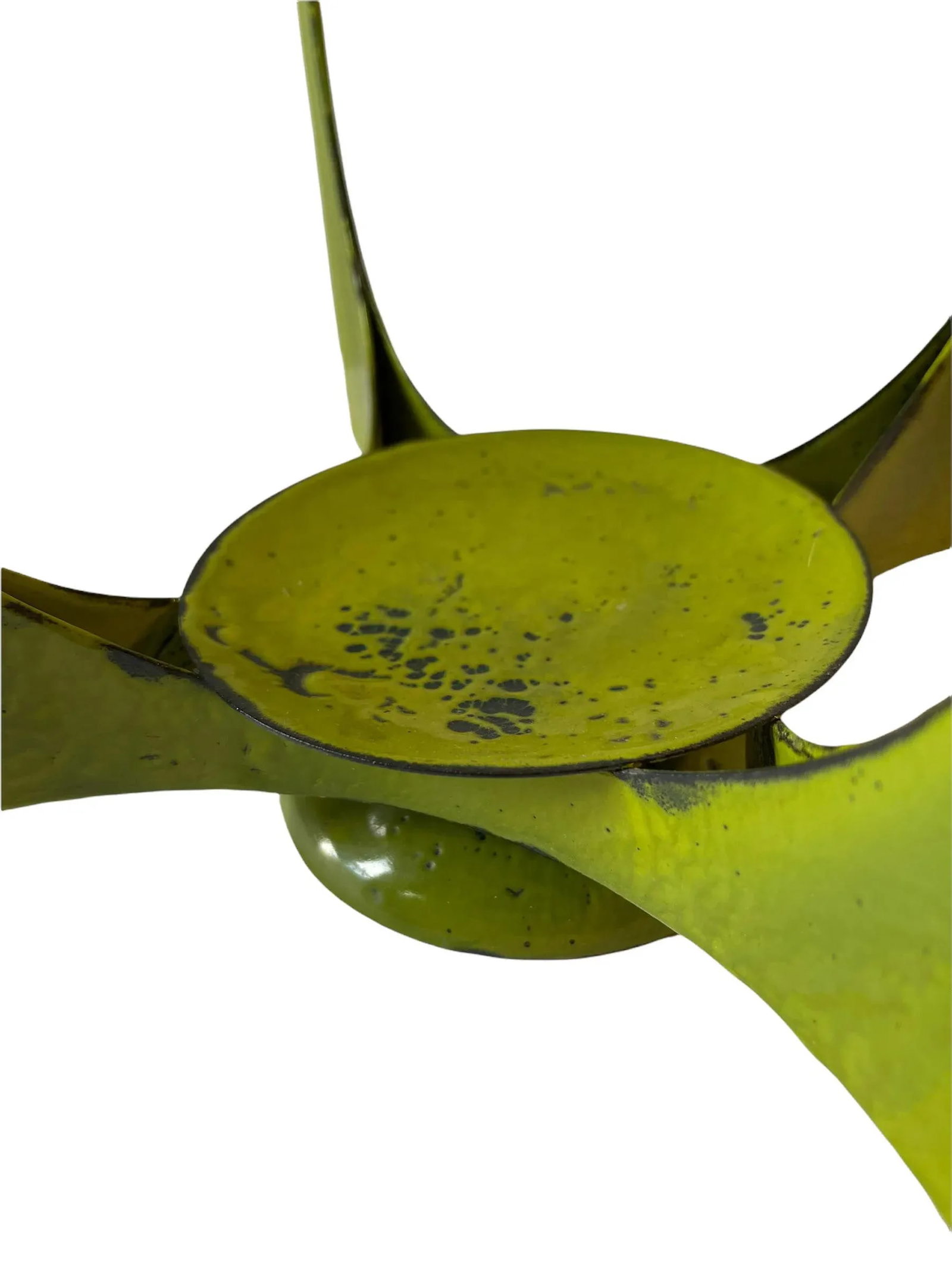 Mid-Century Modern Hanova of Pasadena Green Enameled Abstract Metal Candle Holder - 6