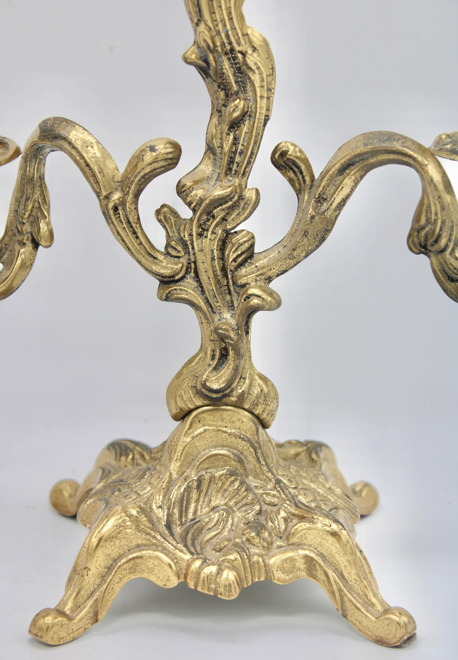 Mid Century Italian Rococo Brass Candelabras - 11
