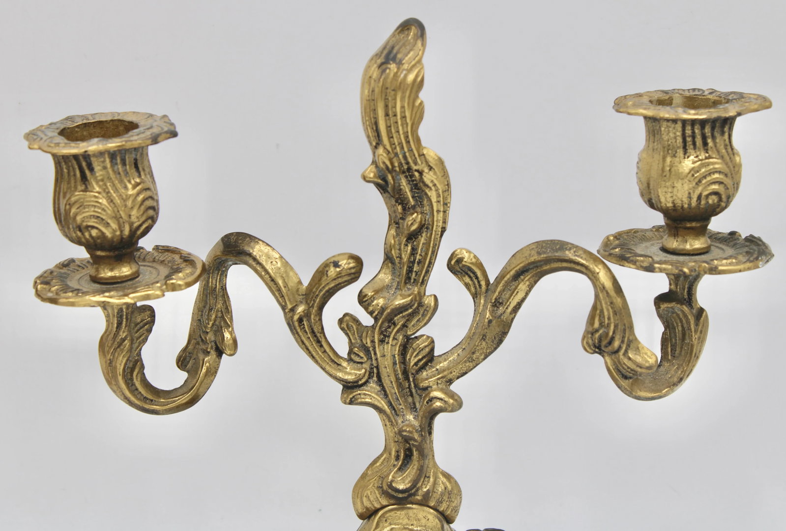 Mid Century Italian Rococo Brass Candelabras - 5