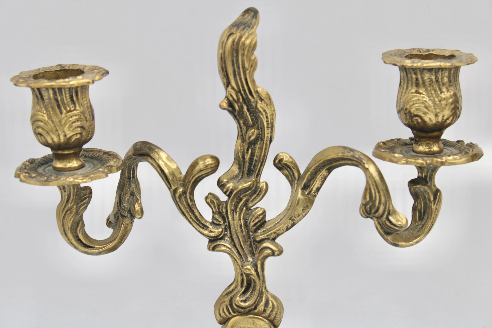 Mid Century Italian Rococo Brass Candelabras - 6