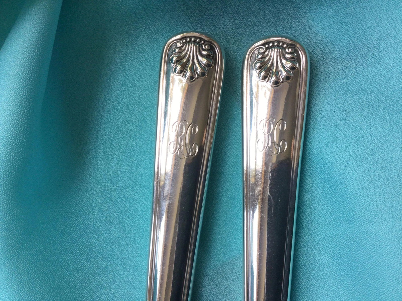1920s Tiffany & Company Shell and Thread Sterling Silver Carving Set- 2 Pieces - 2