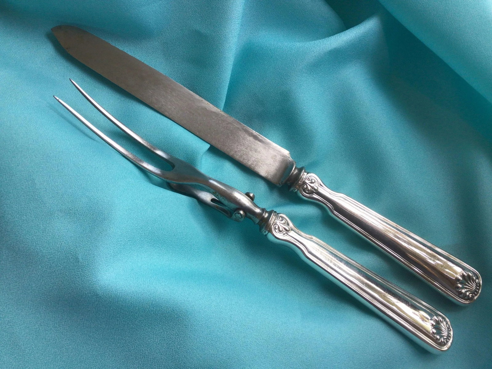 1920s Tiffany & Company Shell and Thread Sterling Silver Carving Set- 2 Pieces - 4
