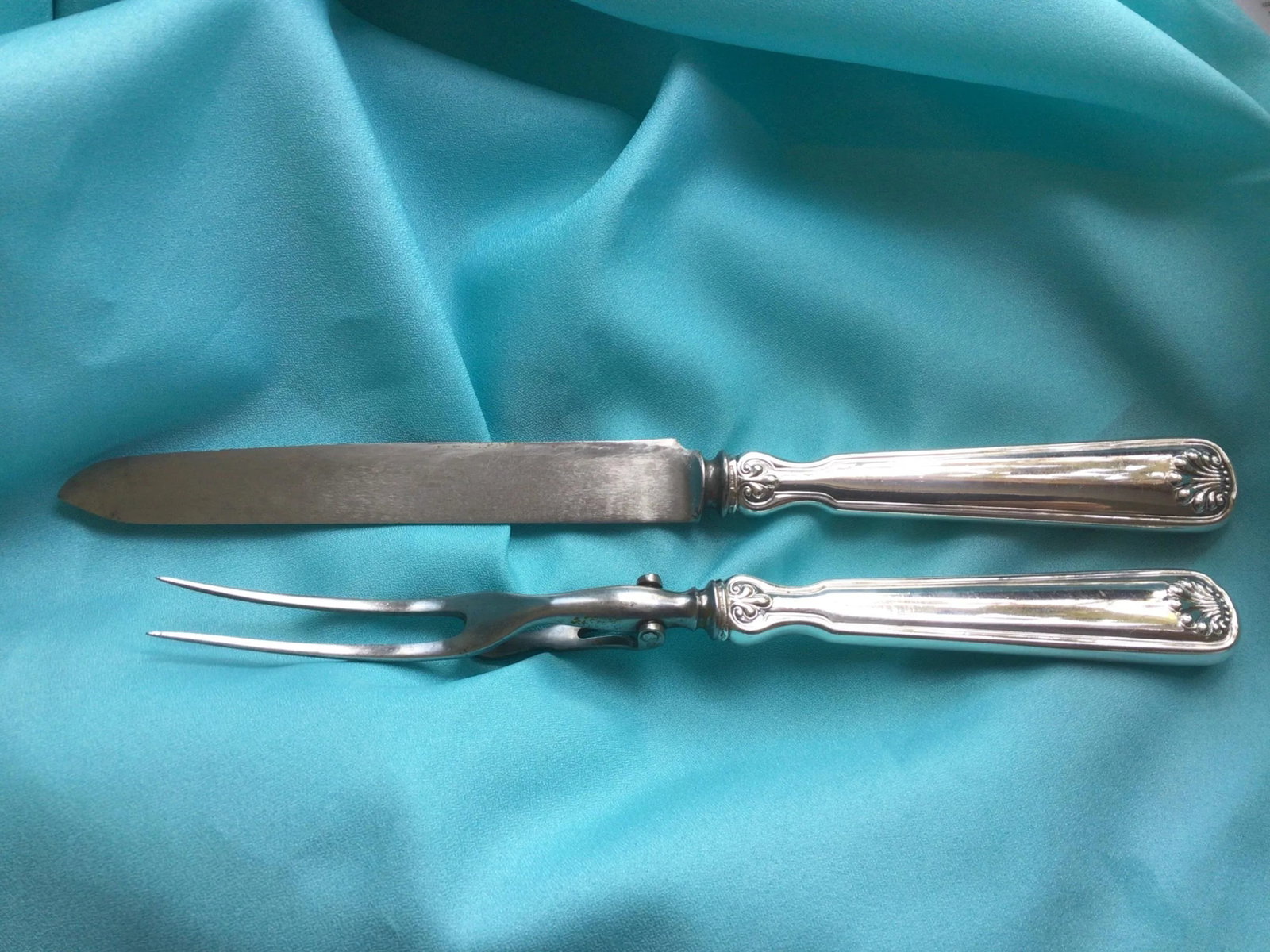 1920s Tiffany & Company Shell and Thread Sterling Silver Carving Set- 2 Pieces - 7