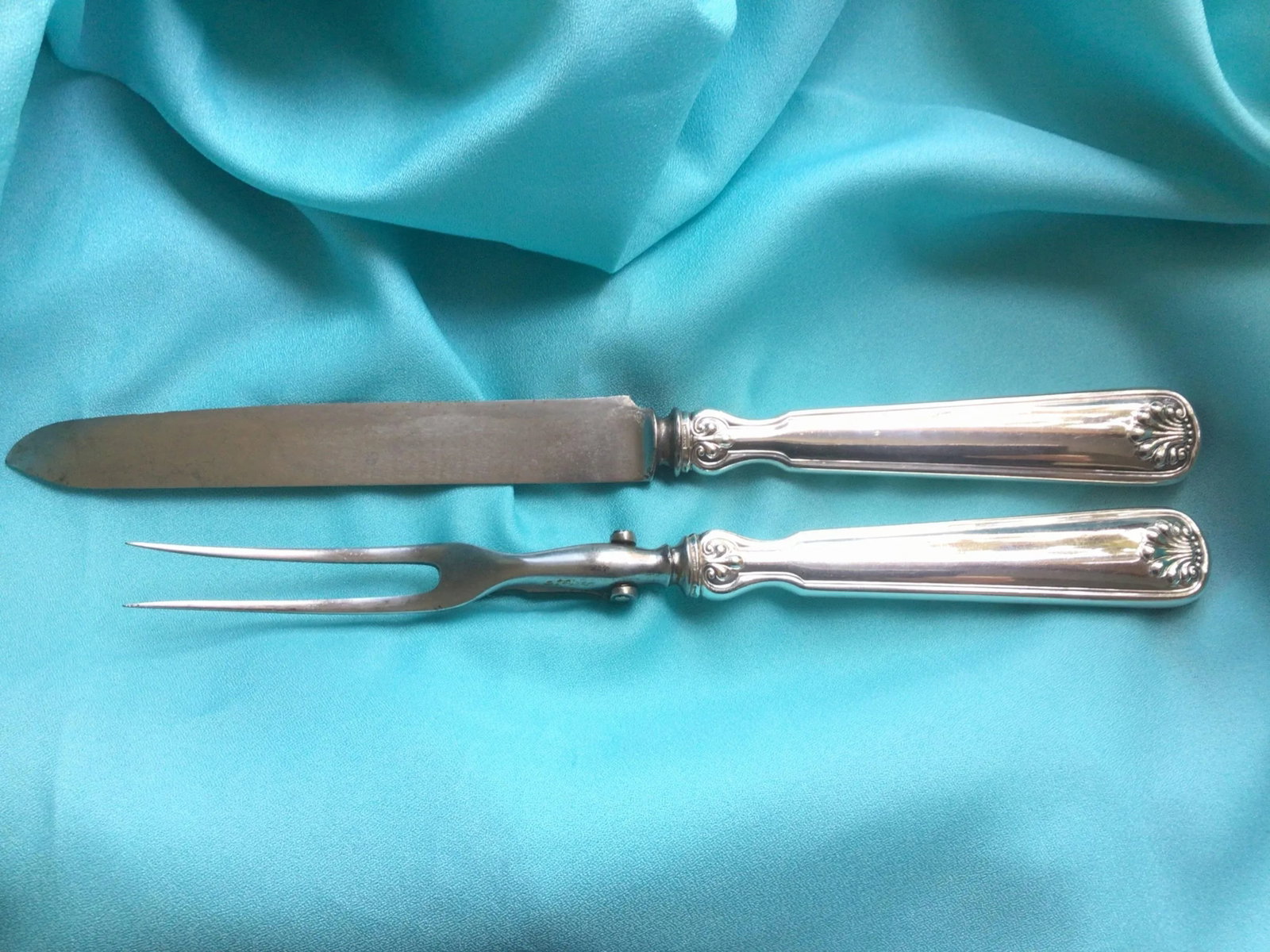 1920s Tiffany & Company Shell and Thread Sterling Silver Carving Set- 2 Pieces - 8