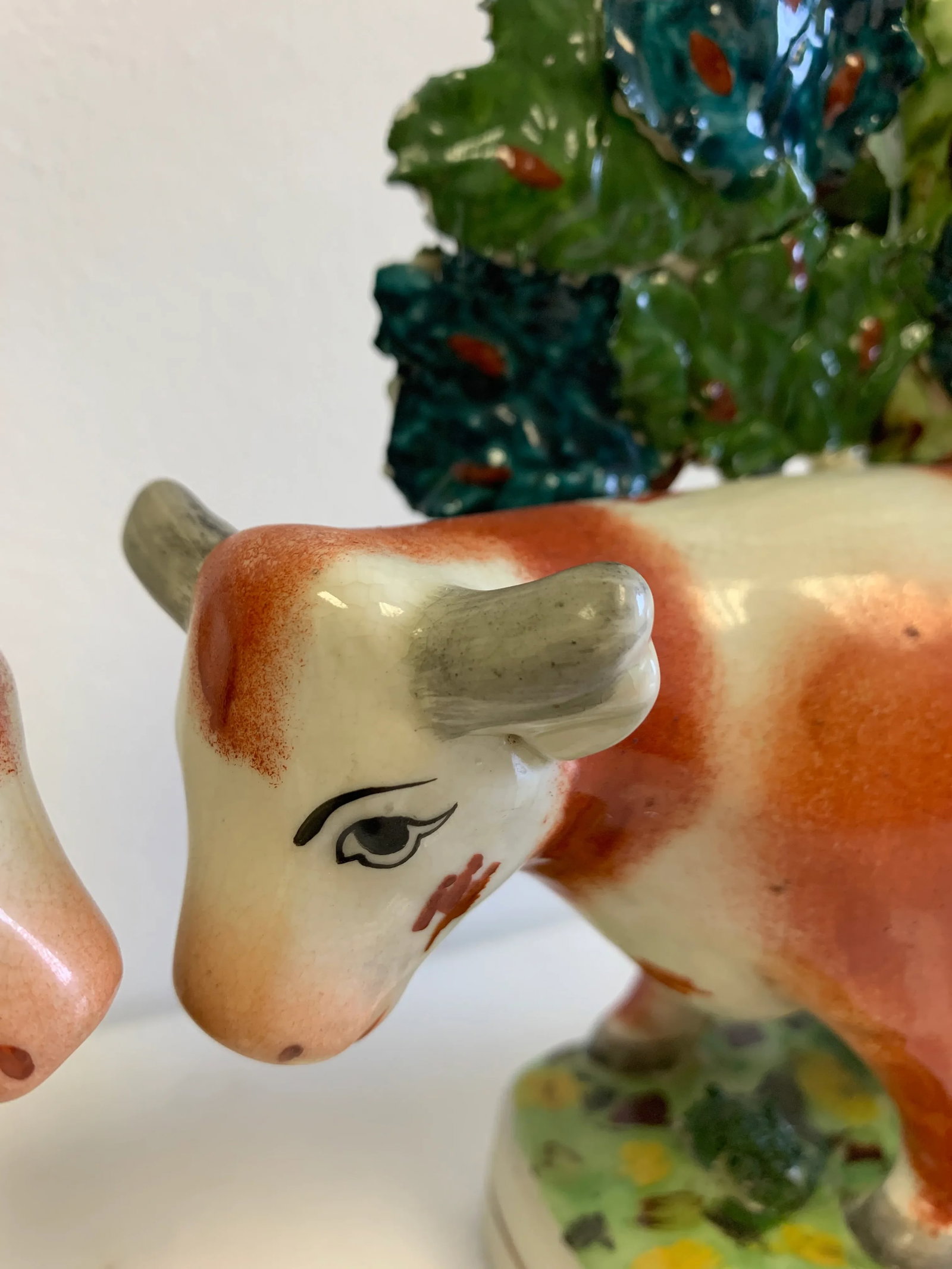 Early 20th Century Cows at Pasture Ceramic Candlesticks - a Pair - 3