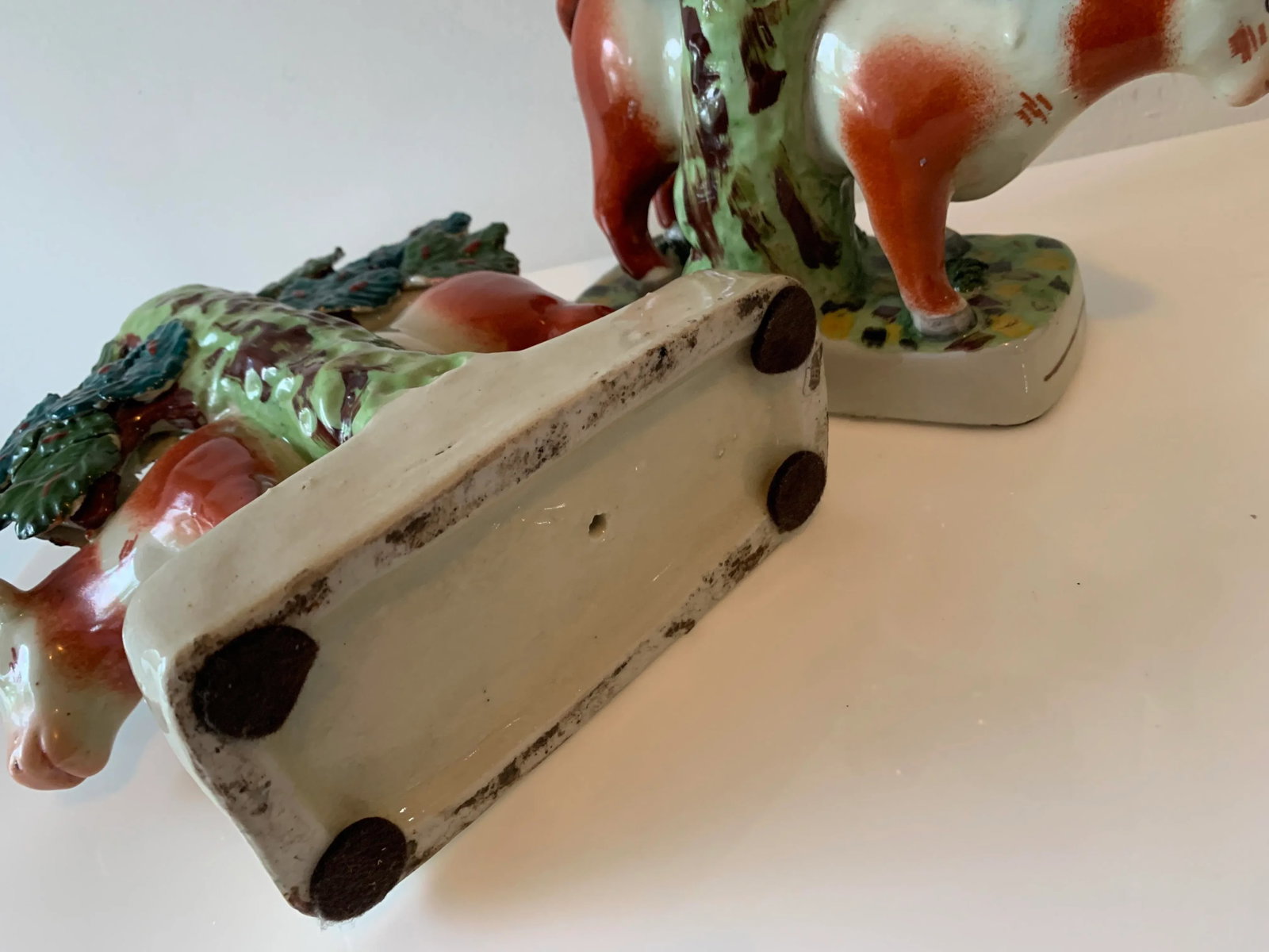 Early 20th Century Cows at Pasture Ceramic Candlesticks - a Pair - 8