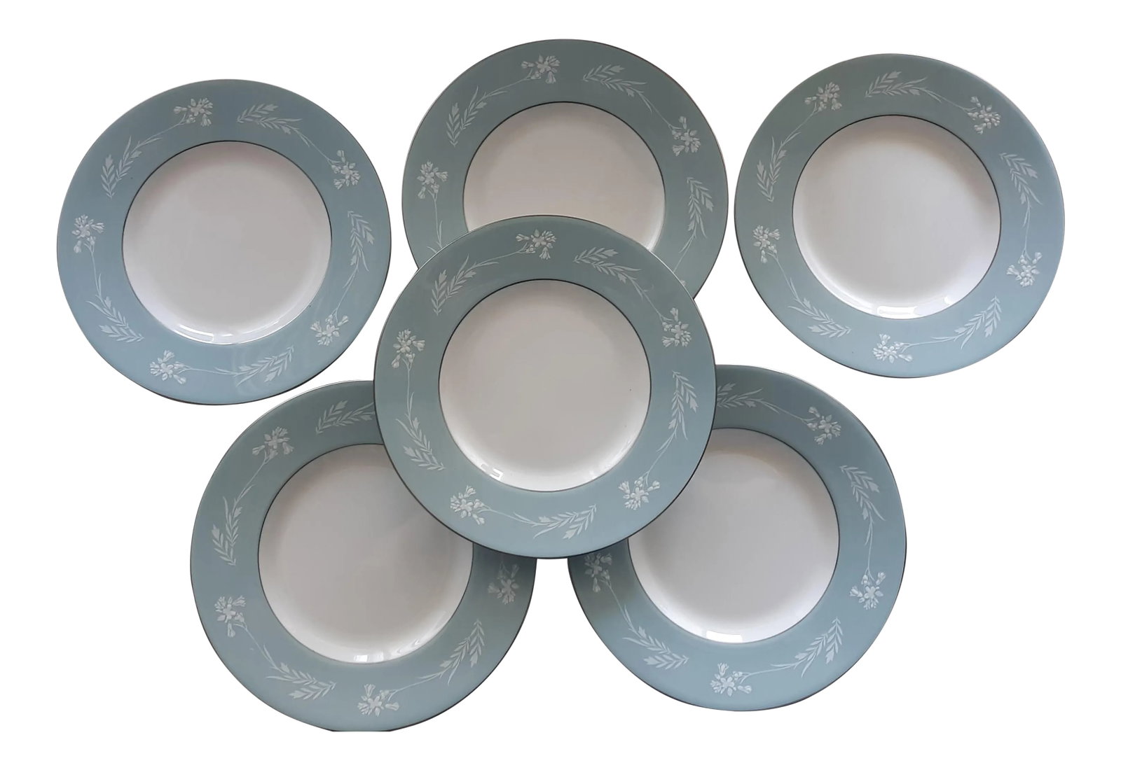 Vintage Minton of England Turquoise Cameo Salad Plates - Set of 6 (1 of 6)