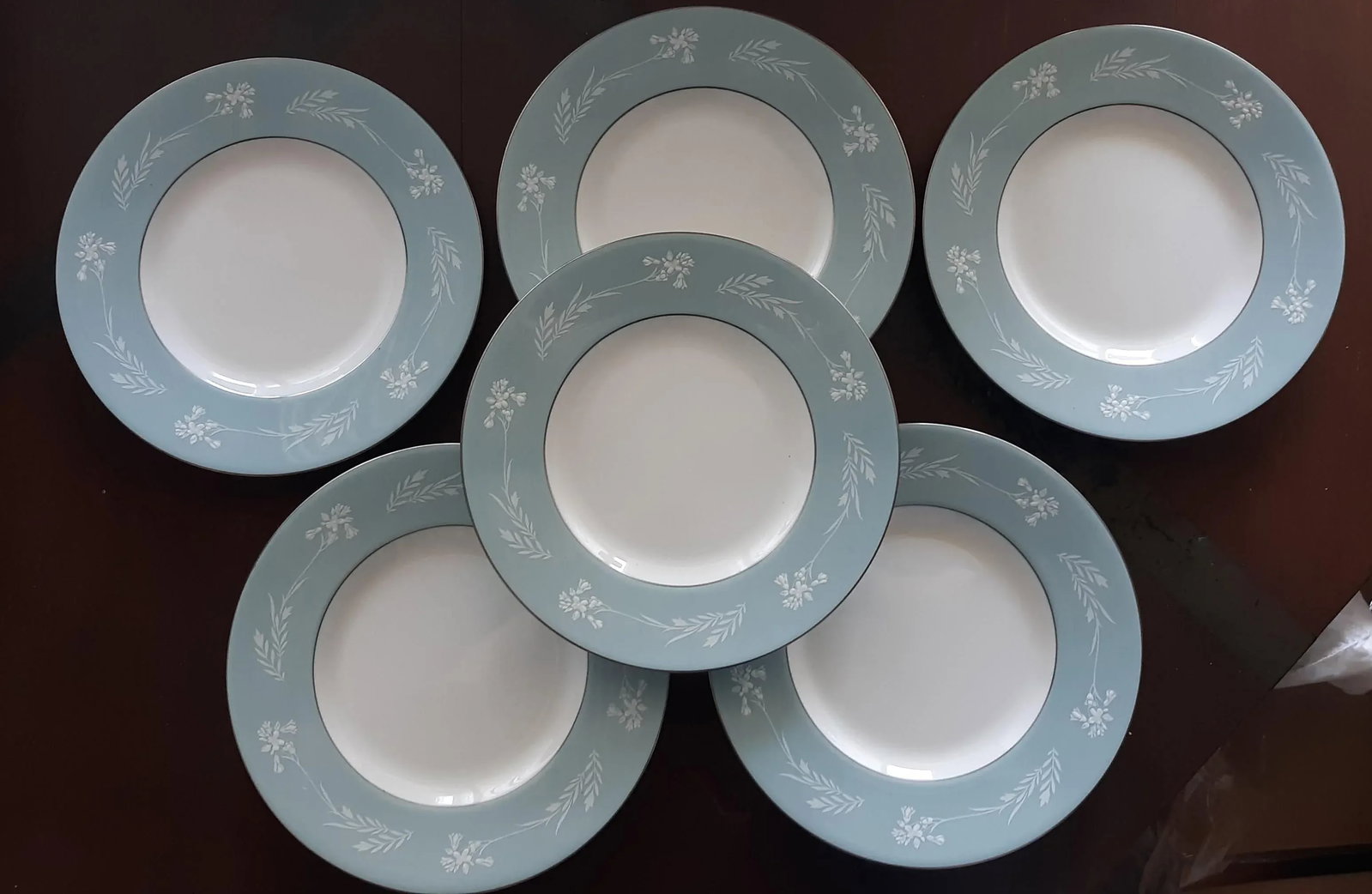 Vintage Minton of England Turquoise Cameo Salad Plates - Set of 6 - 6