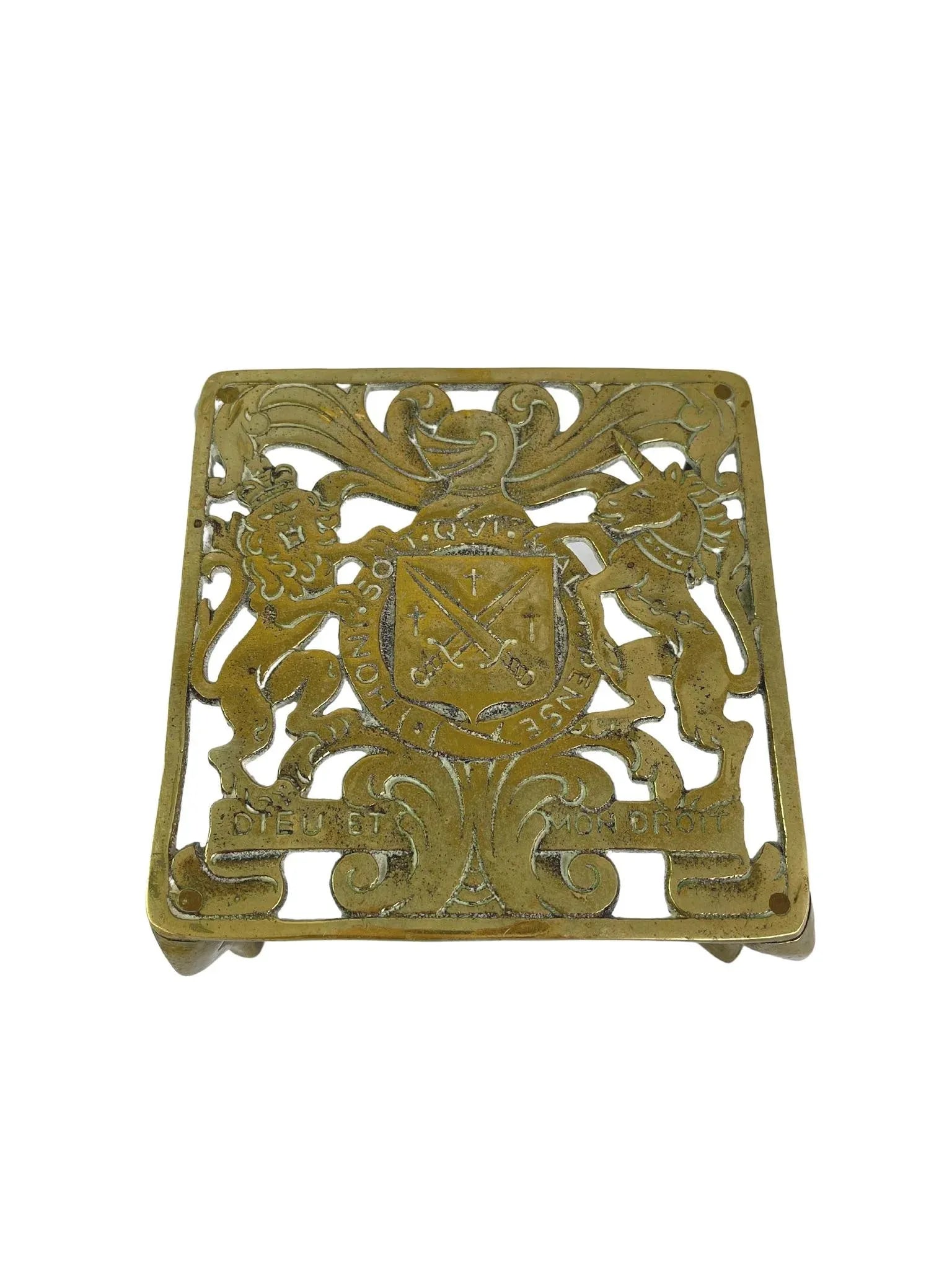 Antique Brass Trivet - 3
