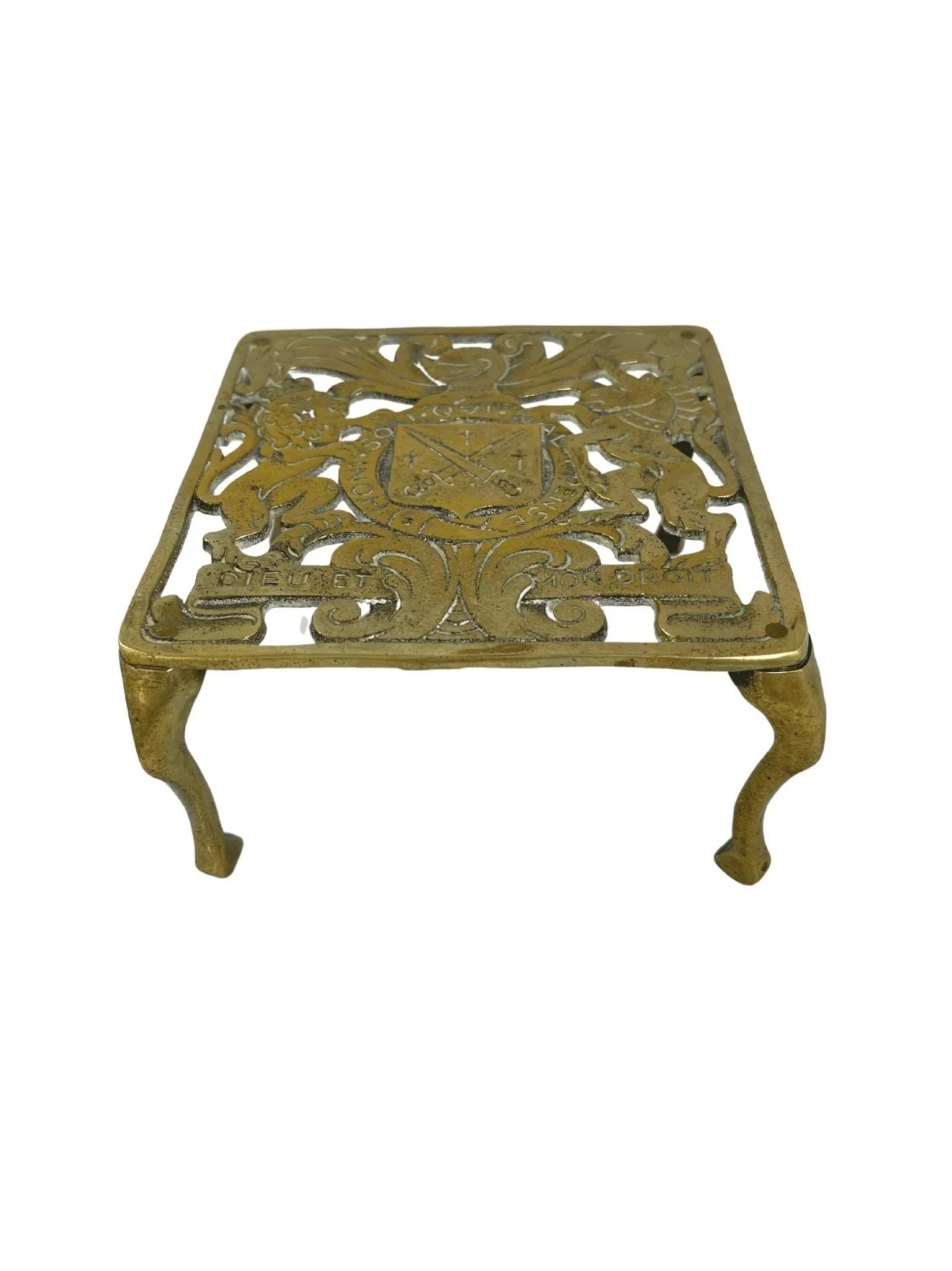 Antique Brass Trivet - 4