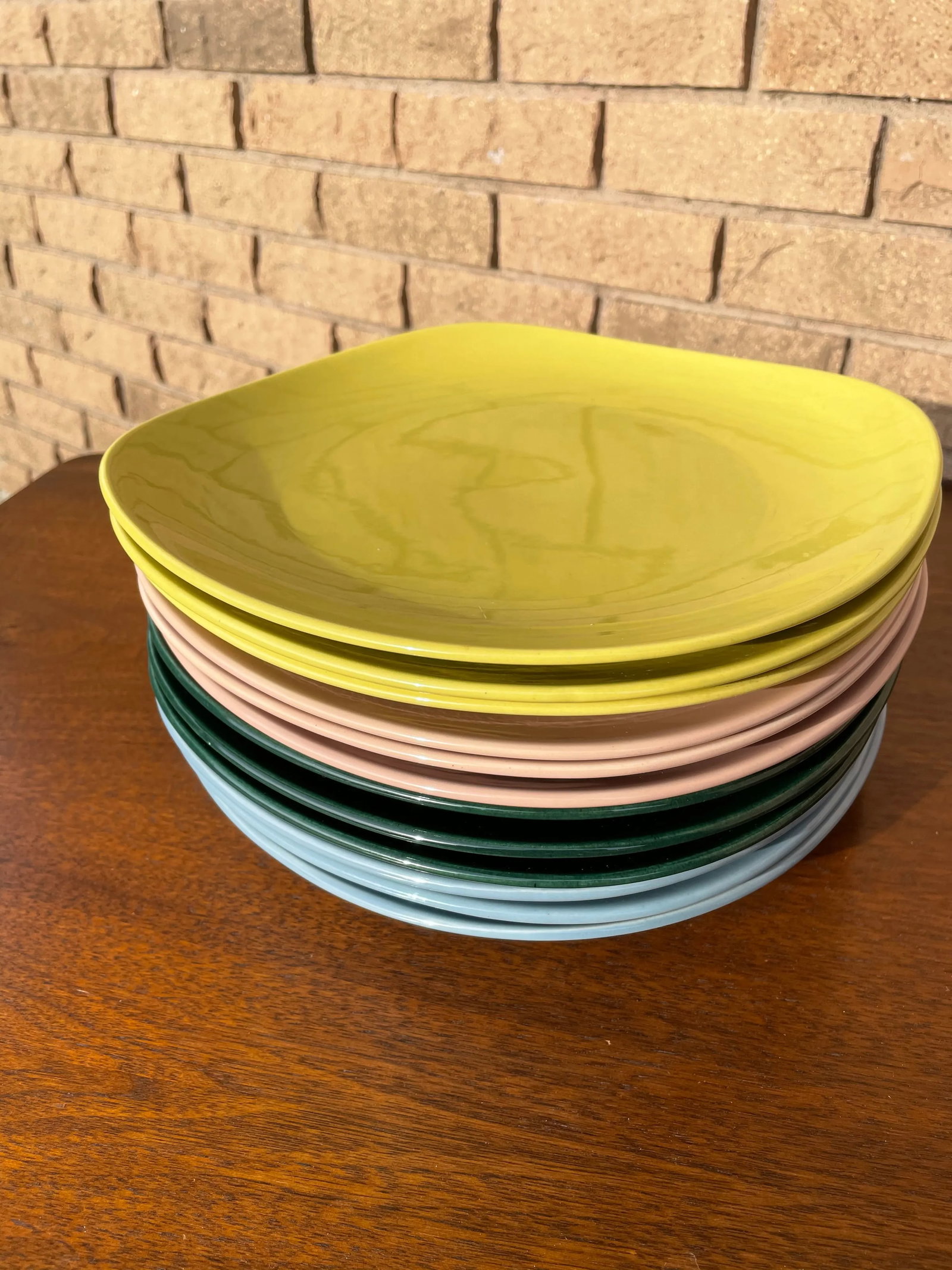 Mid-Century Colored Poppy Trail California Pottery Plates- Set of 12 - 10