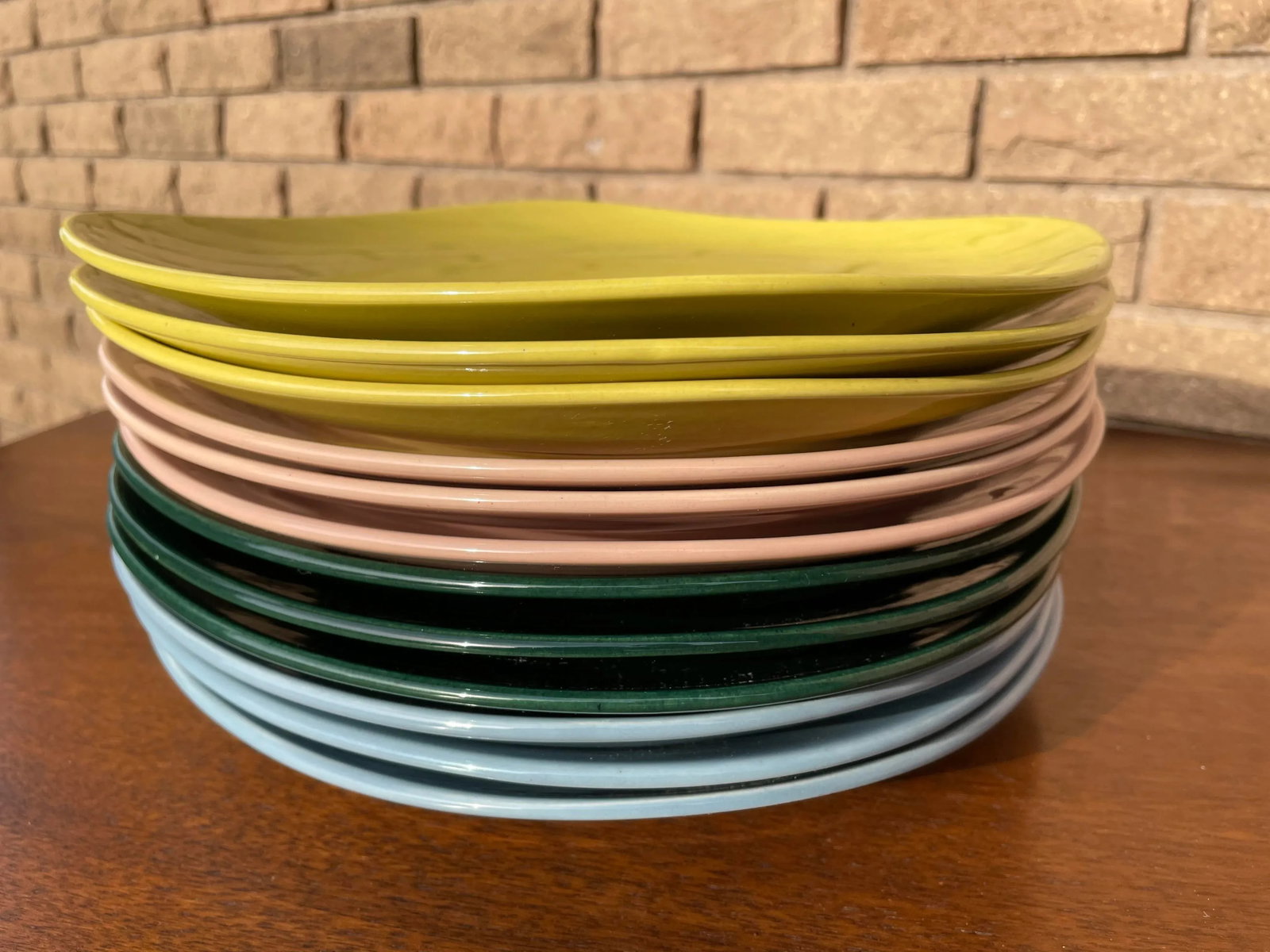 Mid-Century Colored Poppy Trail California Pottery Plates- Set of 12 - 4