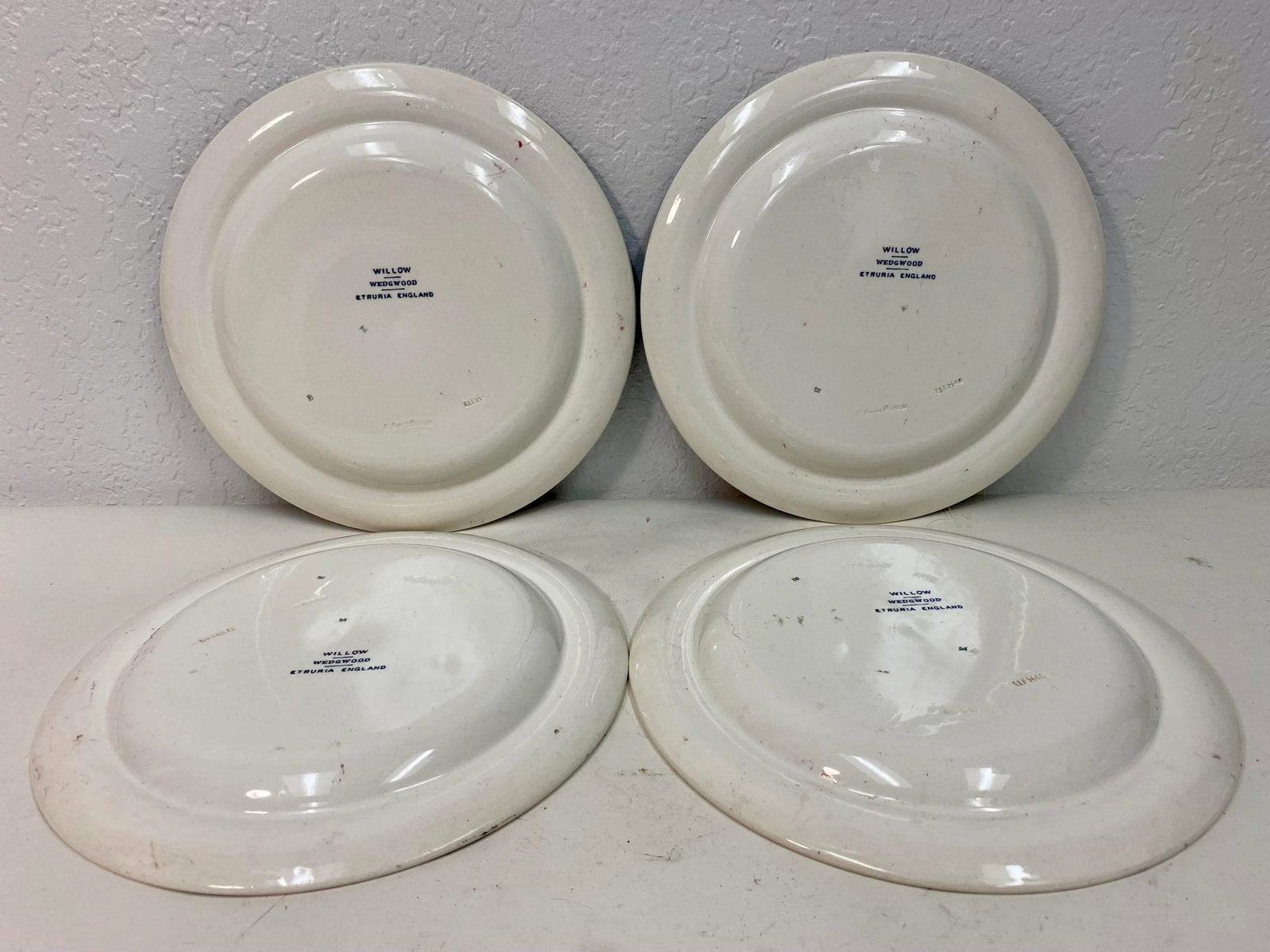 Set of 4 Antique Wedgwood Blue Willow Dinner Plates Made in England - 5