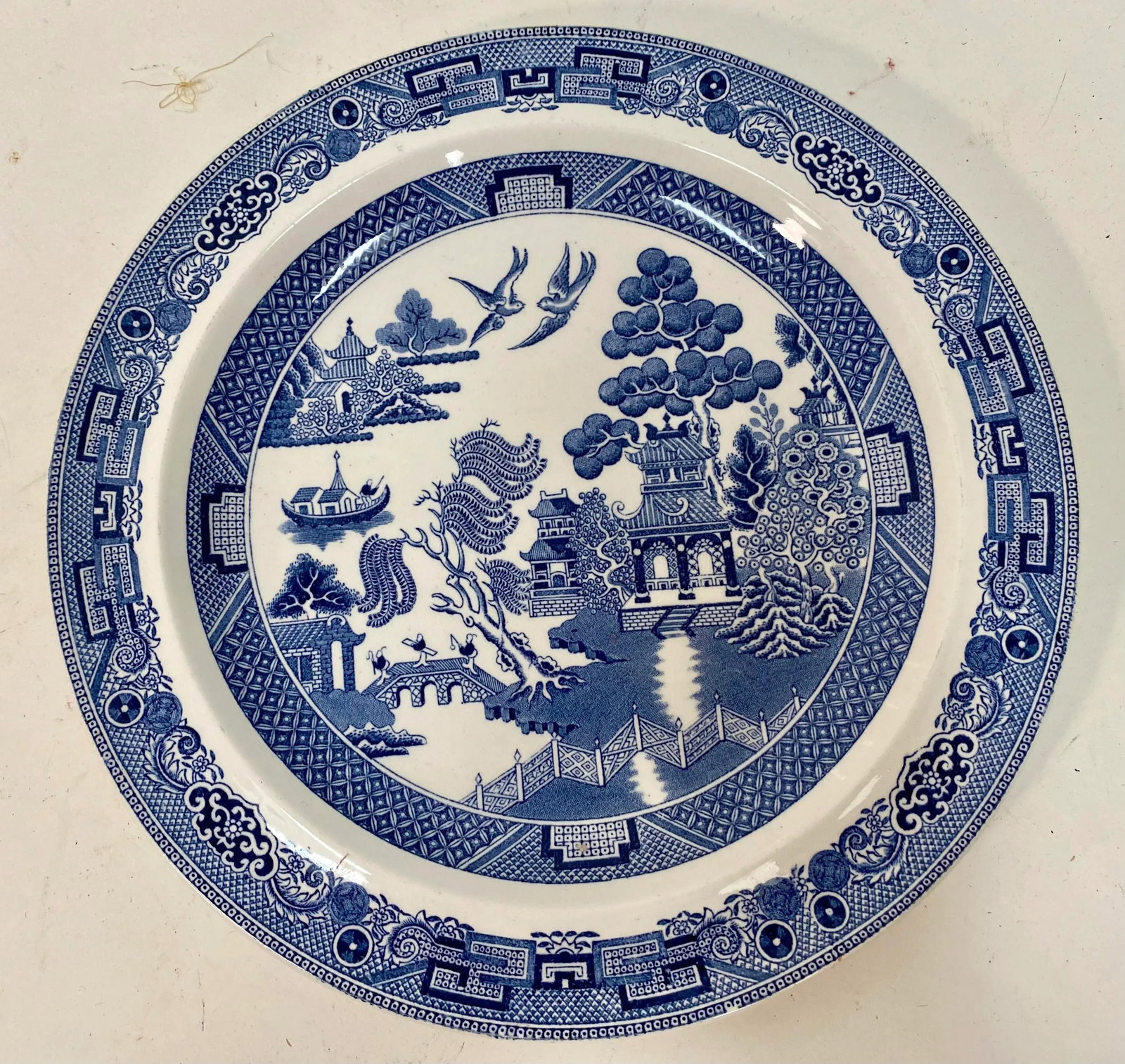 Set of 4 Antique Wedgwood Blue Willow Dinner Plates Made in England - 9