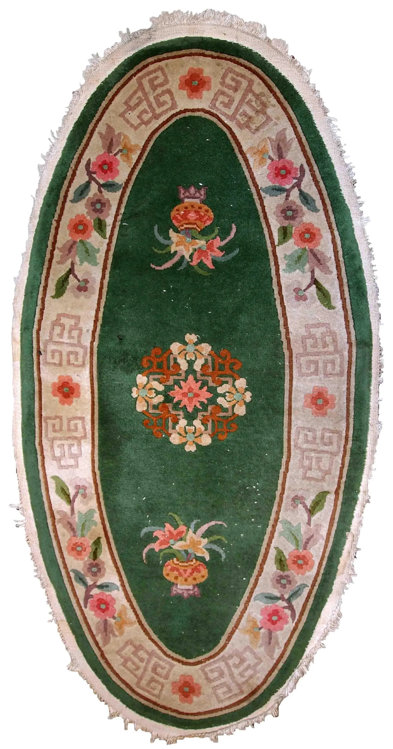 1930s Handmade Vintage Art Deco Chinese Rug 2.6' X 5.2' - 10