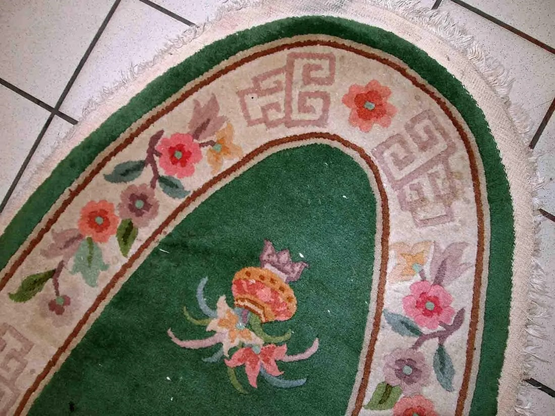 1930s Handmade Vintage Art Deco Chinese Rug 2.6' X 5.2' - 5