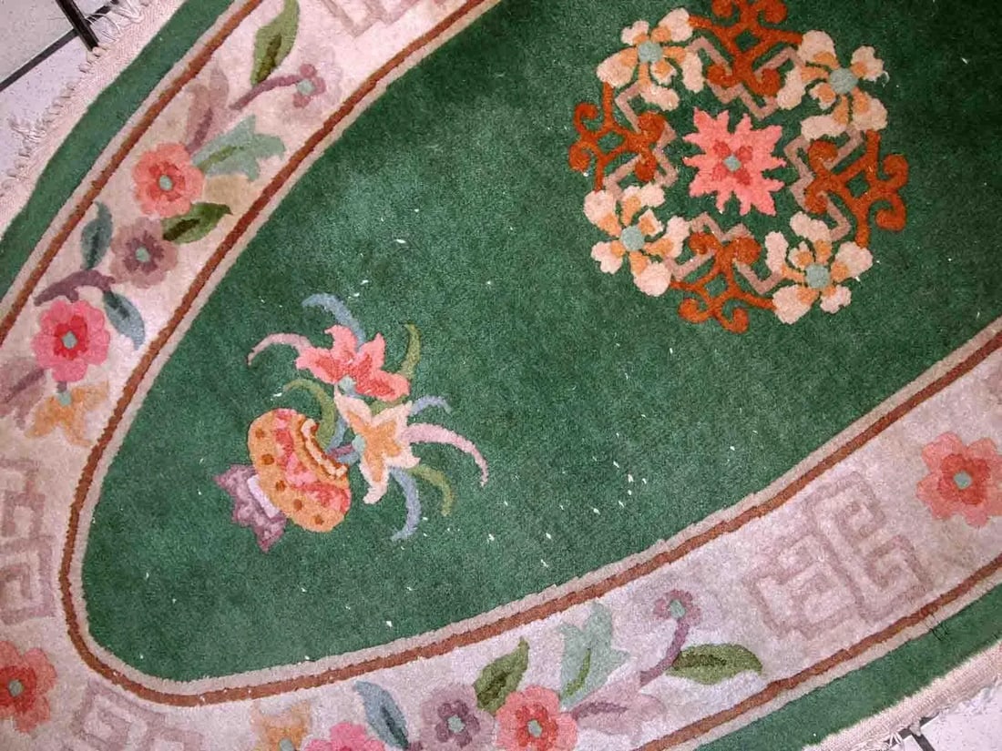 1930s Handmade Vintage Art Deco Chinese Rug 2.6' X 5.2' - 7