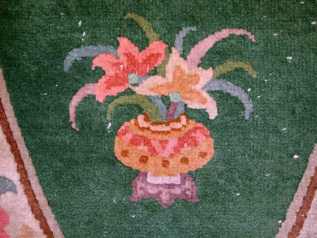 1930s Handmade Vintage Art Deco Chinese Rug 2.6' X 5.2' - 9