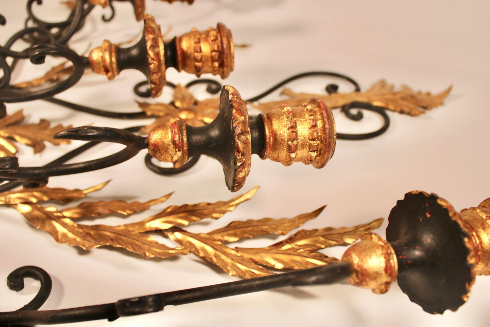 Mid Century Italian Black and Gold Metal and Tole Wall Sconce - 12
