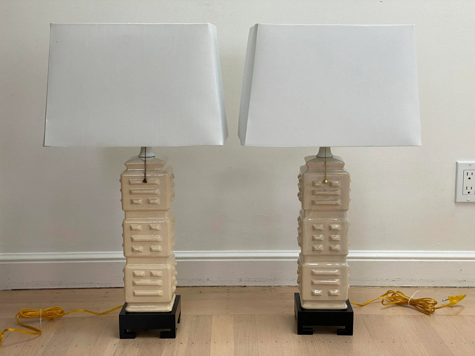 Hollywood Regency Style Ceramic Table Lamps - a Pair - 3
