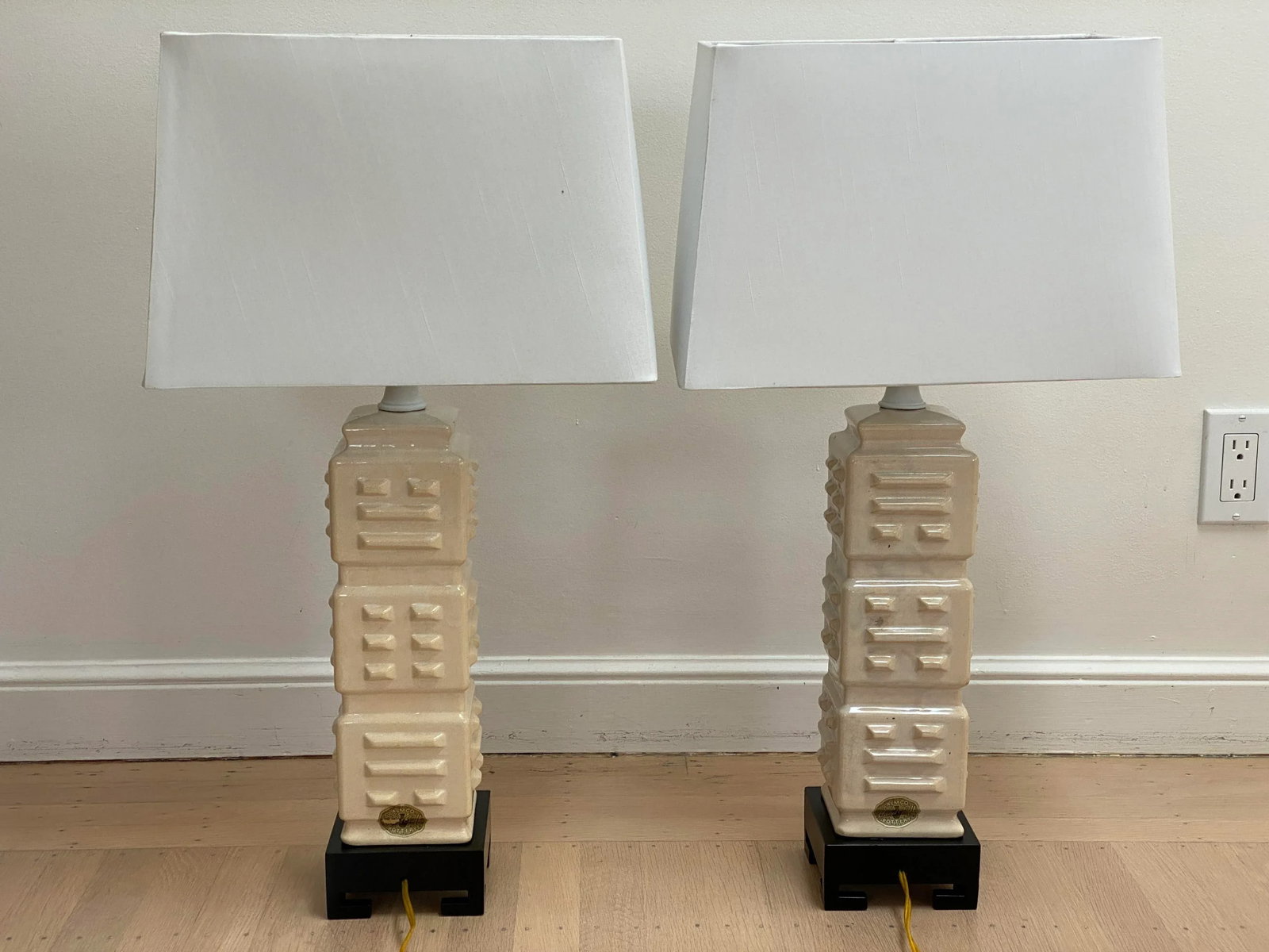 Hollywood Regency Style Ceramic Table Lamps - a Pair - 4