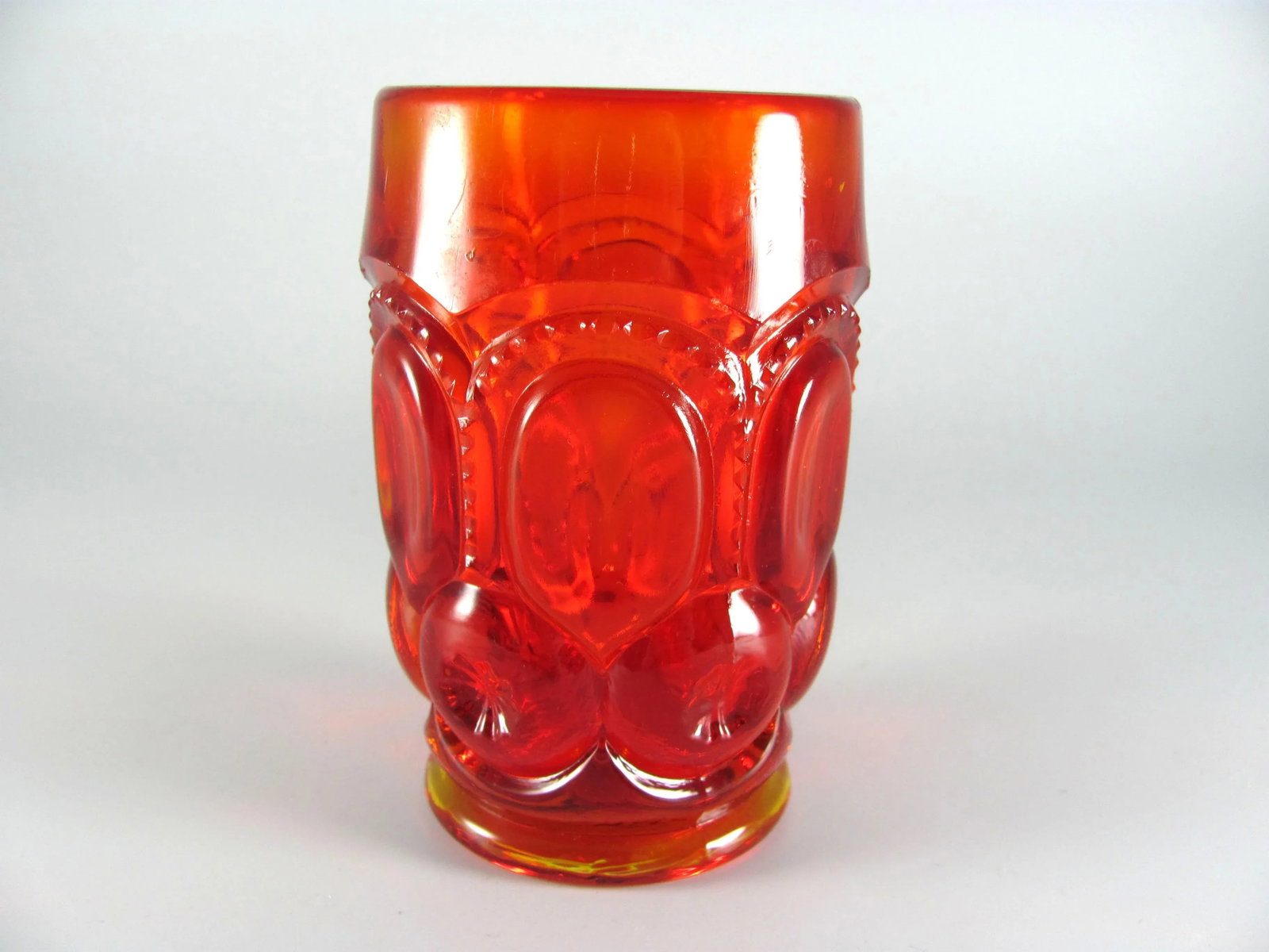 Mid Century Vintage L E Smith Moon & Stars Amberina Ruby Red Citrine Glass Tumblers - Set of 8 - 2