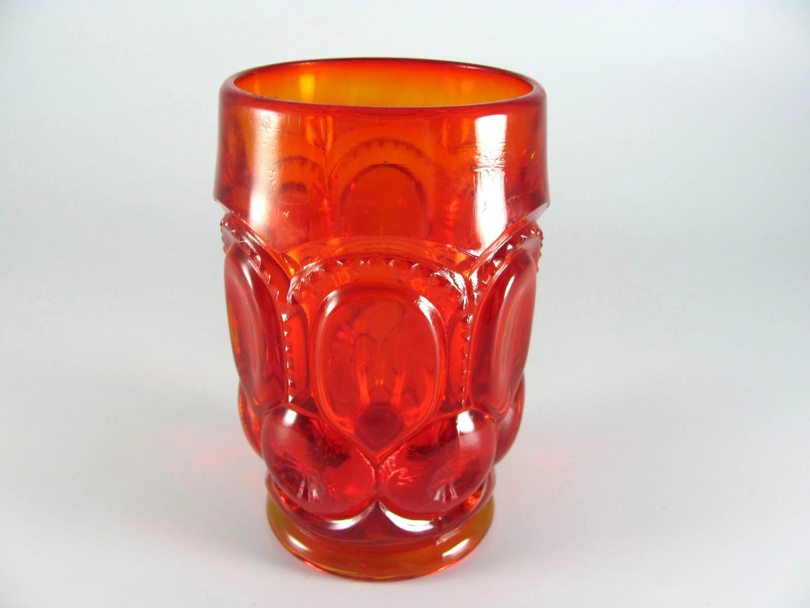 Mid Century Vintage L E Smith Moon & Stars Amberina Ruby Red Citrine Glass Tumblers - Set of 8 - 3