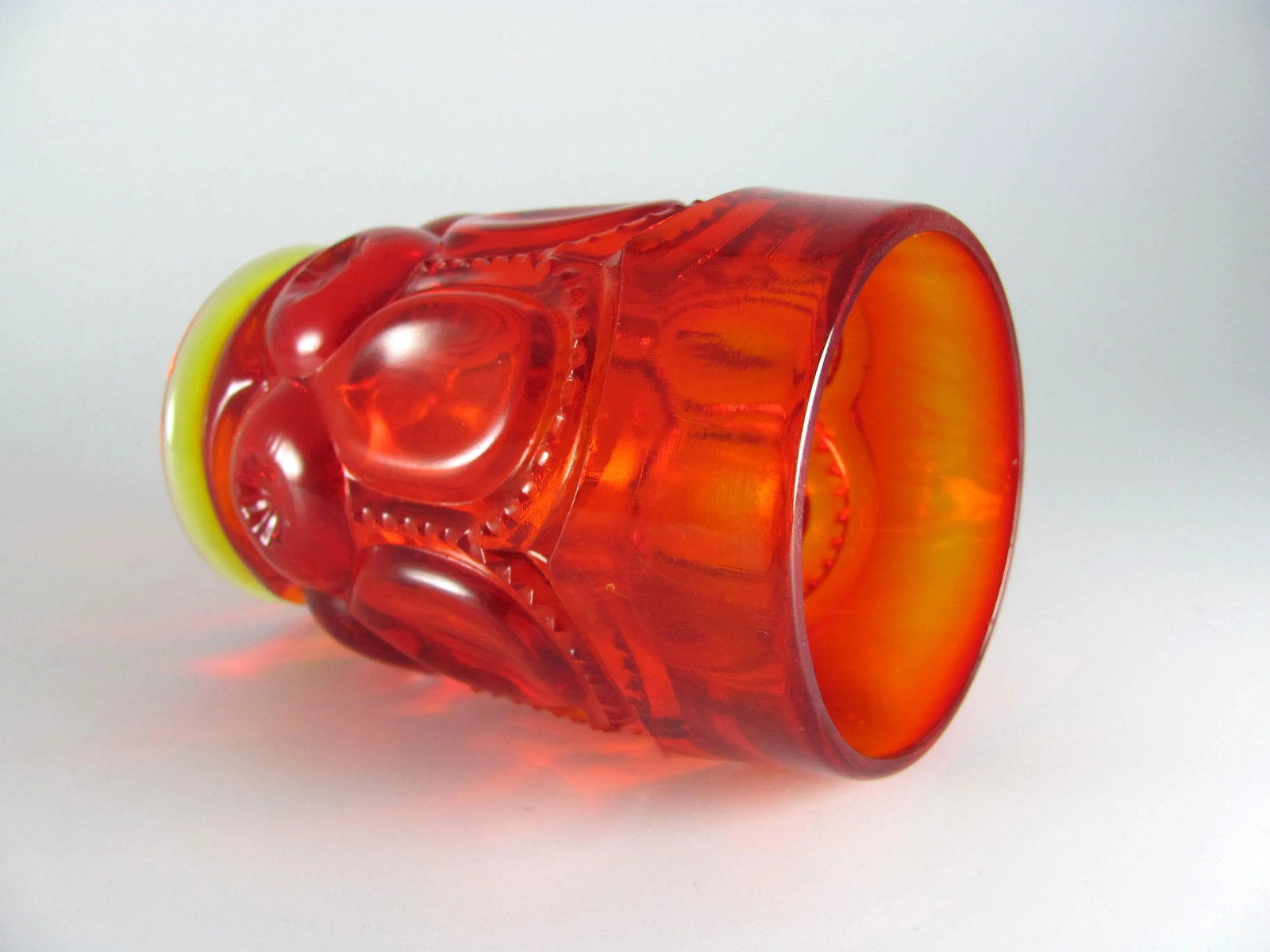 Mid Century Vintage L E Smith Moon & Stars Amberina Ruby Red Citrine Glass Tumblers - Set of 8 - 5
