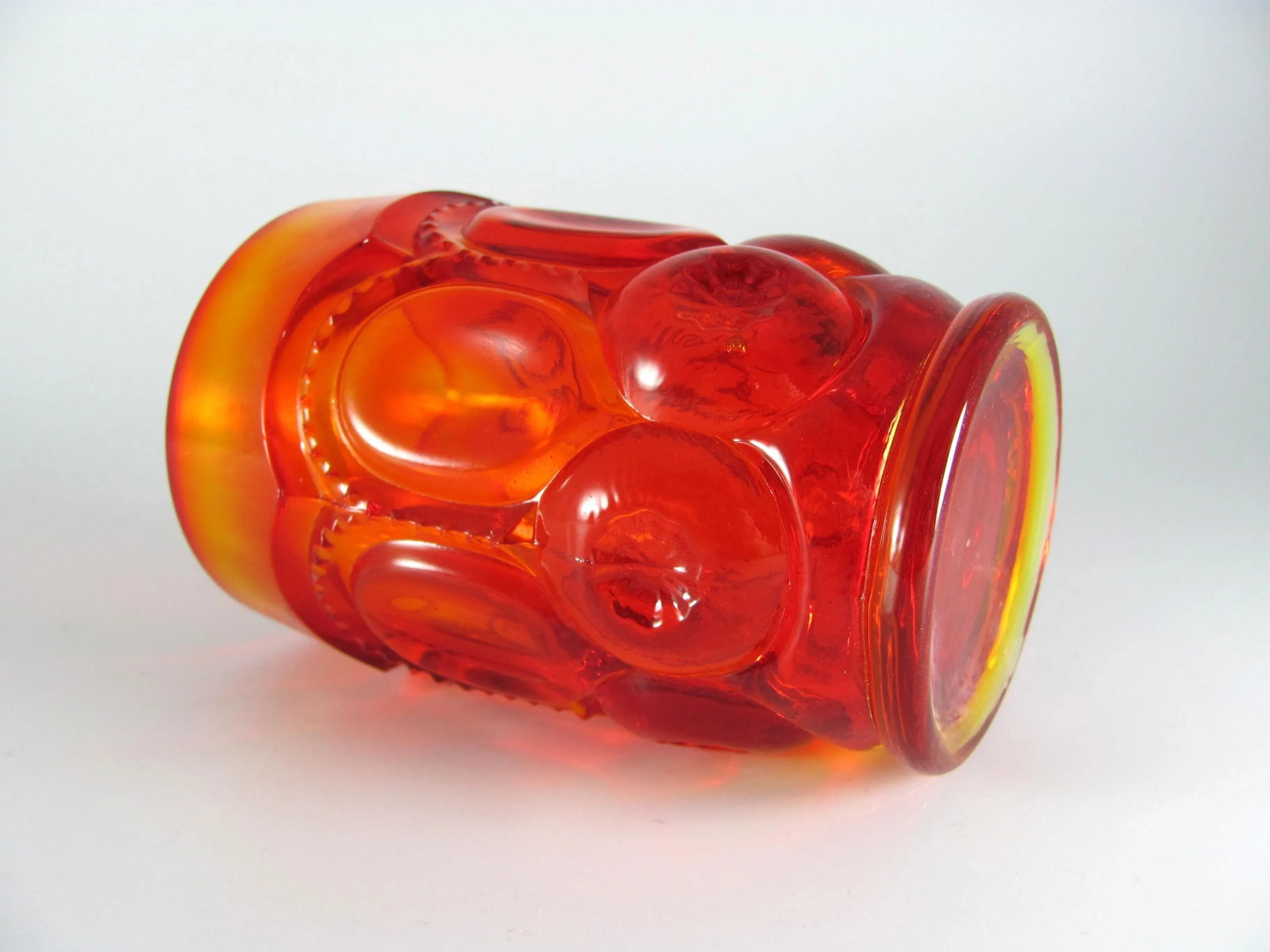 Mid Century Vintage L E Smith Moon & Stars Amberina Ruby Red Citrine Glass Tumblers - Set of 8 - 6