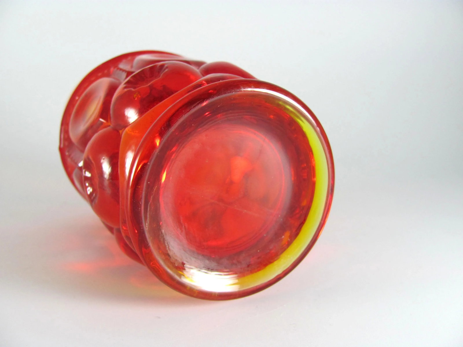 Mid Century Vintage L E Smith Moon & Stars Amberina Ruby Red Citrine Glass Tumblers - Set of 8 - 7