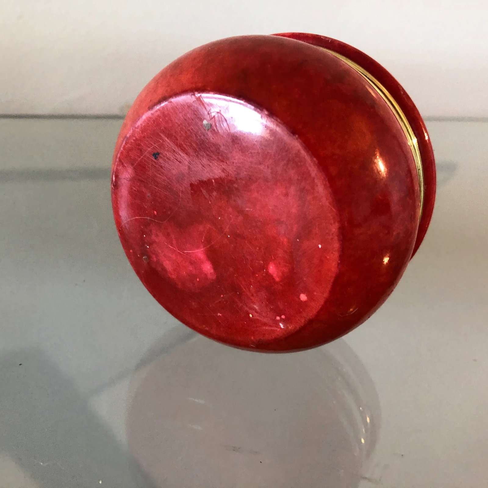 Vintage Red Italian Round Alabaster Hinged Box - 4