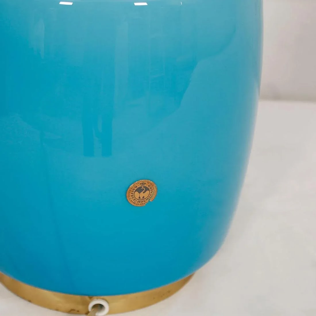Holmegaard White & Sky Blue Lamps - A Pair - 4