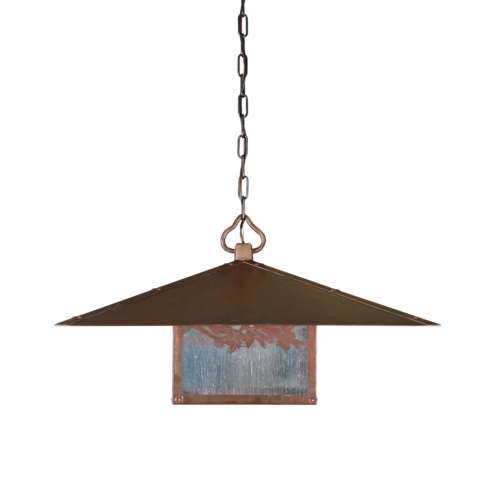 Vintage Large Square Arts & Crafts Copper Pendant - 7