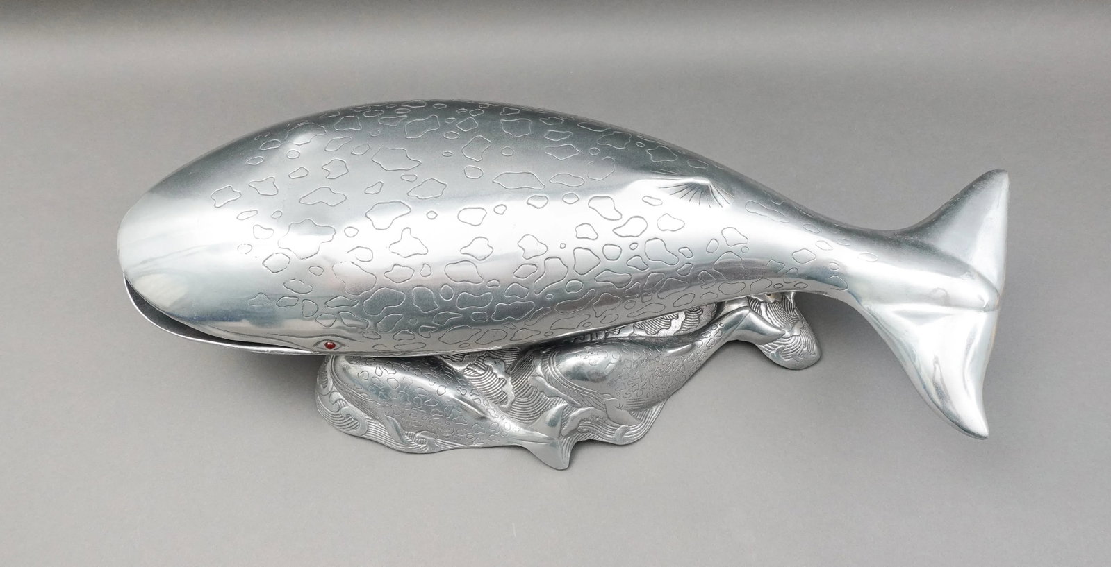 Arthur Court 1979 Aluminum Whale Ice Bucket Wine Cooler Tureen Server Sculpture - 3