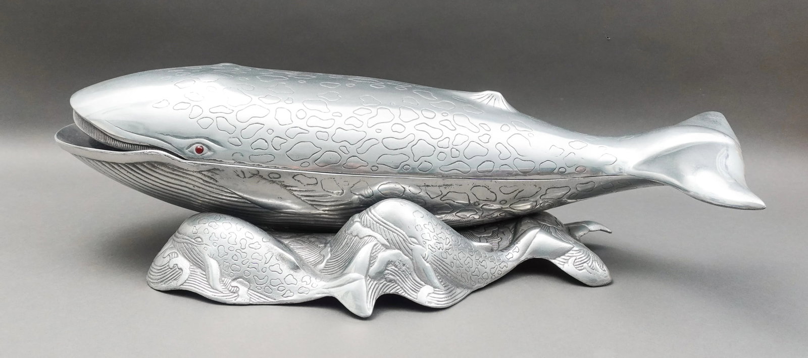 Arthur Court 1979 Aluminum Whale Ice Bucket Wine Cooler Tureen Server Sculpture - 4