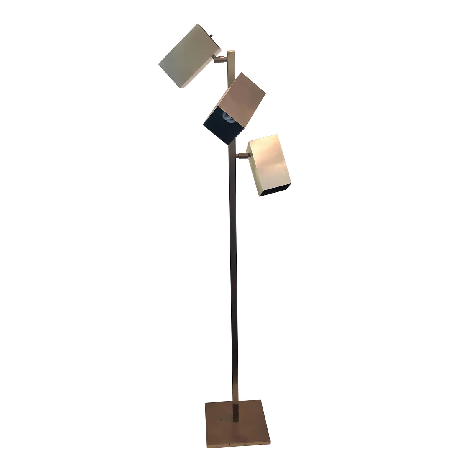 Mid-Century Modern Koch & Lowy 3 Light Square Cubist Brass Floor Lamp (1 of 6)