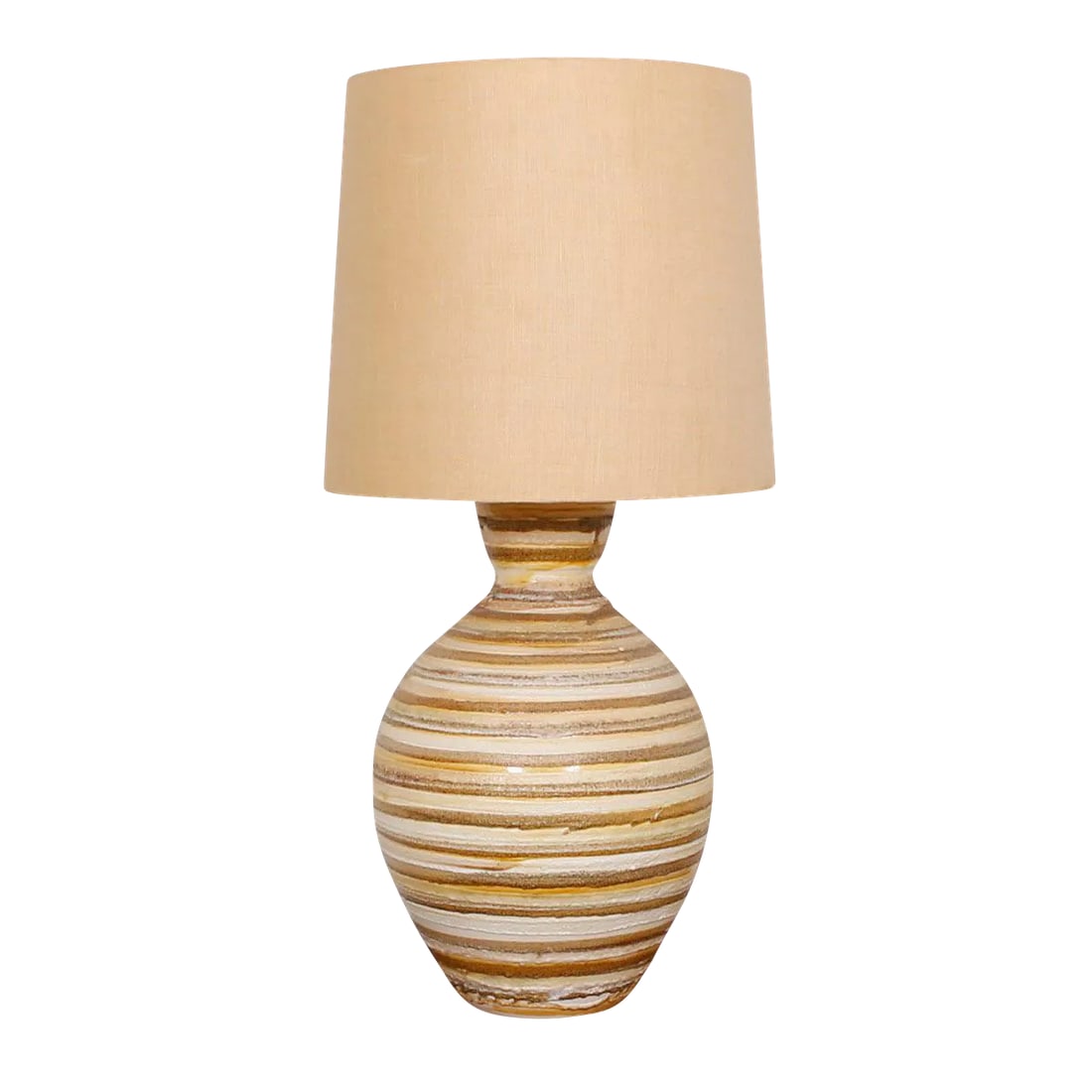 Natural Tones Hand-Painted Pottery Table Lamp (K: Sf) (1 of 10)