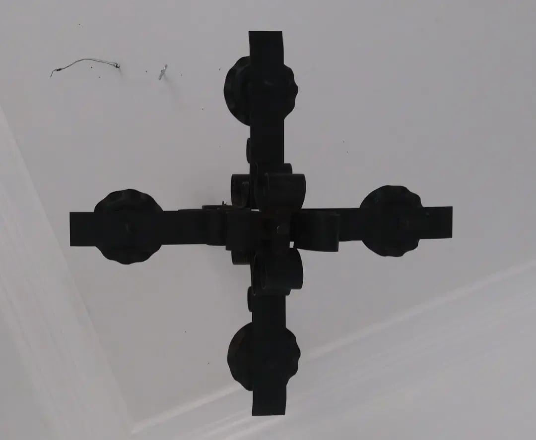 Vintage 1950s Small Spanish Iron Metal Chandelier - 10
