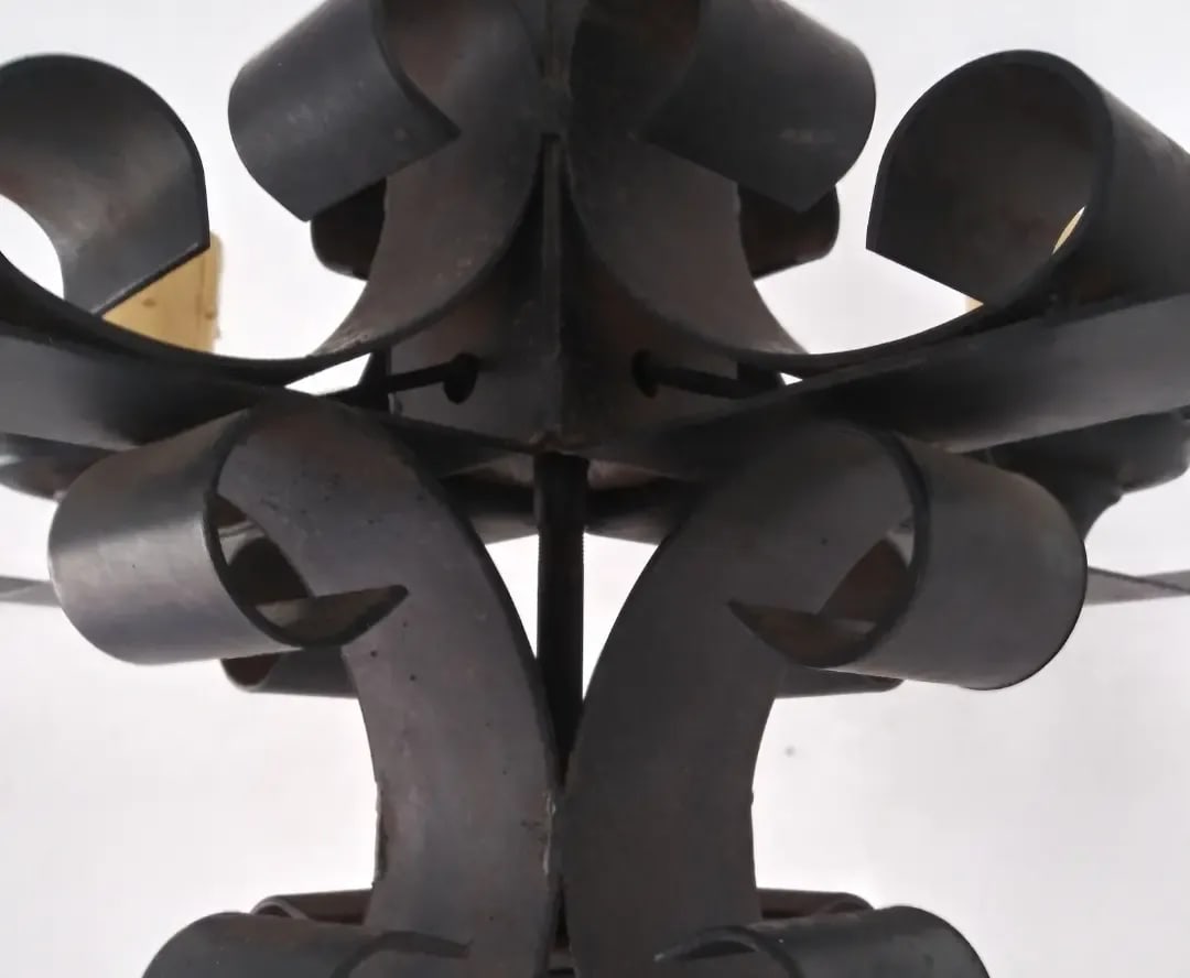 Vintage 1950s Small Spanish Iron Metal Chandelier - 6