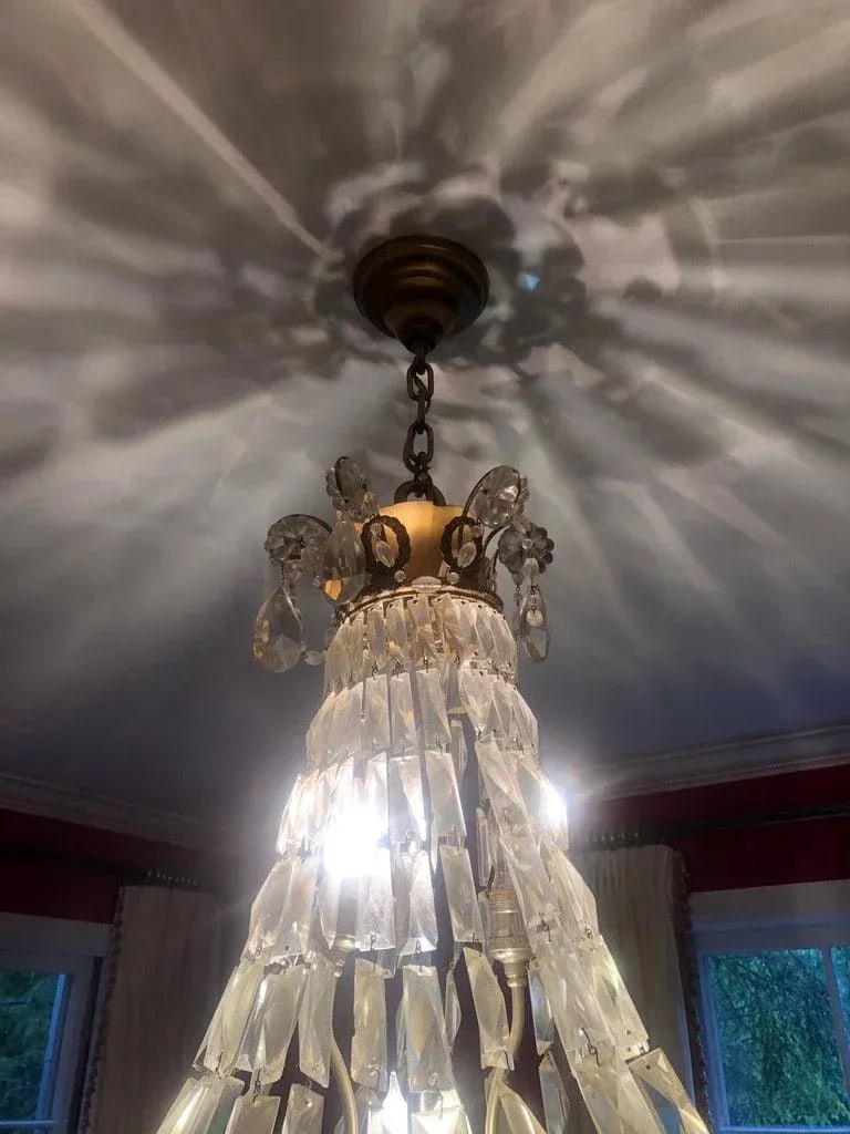 Antique Late 19th Century French Empire Brass and Crystal Chandelier - 6