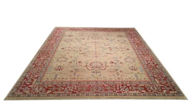 Persian Heriz Design Rug Handmade- 8x10: Infuse a touch of beauty to high-traffic areas of your home with this durable Traditional rug in colors of beige, red, blue. The rug is made of 100-percent wool handmade, making it durable against fre