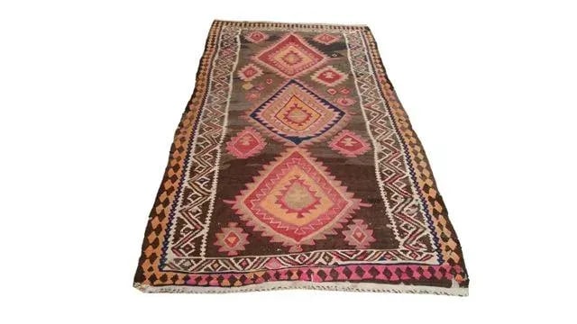 Vintage Turkish Kilim Hand Made Wide Runner Rug - 4'5'' * 9'8" - Size Cat. 4x6 6x9 - 2